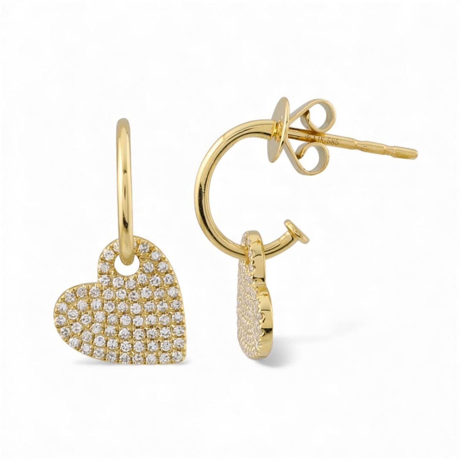 Neshi Designs Women's Yellow Pavé Heart Huggie Earrings In Gold