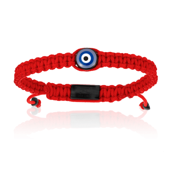 Men’s Black Lucky Evil Eye With Red Nylon Bracelet Unisex Double Bone Bracelets