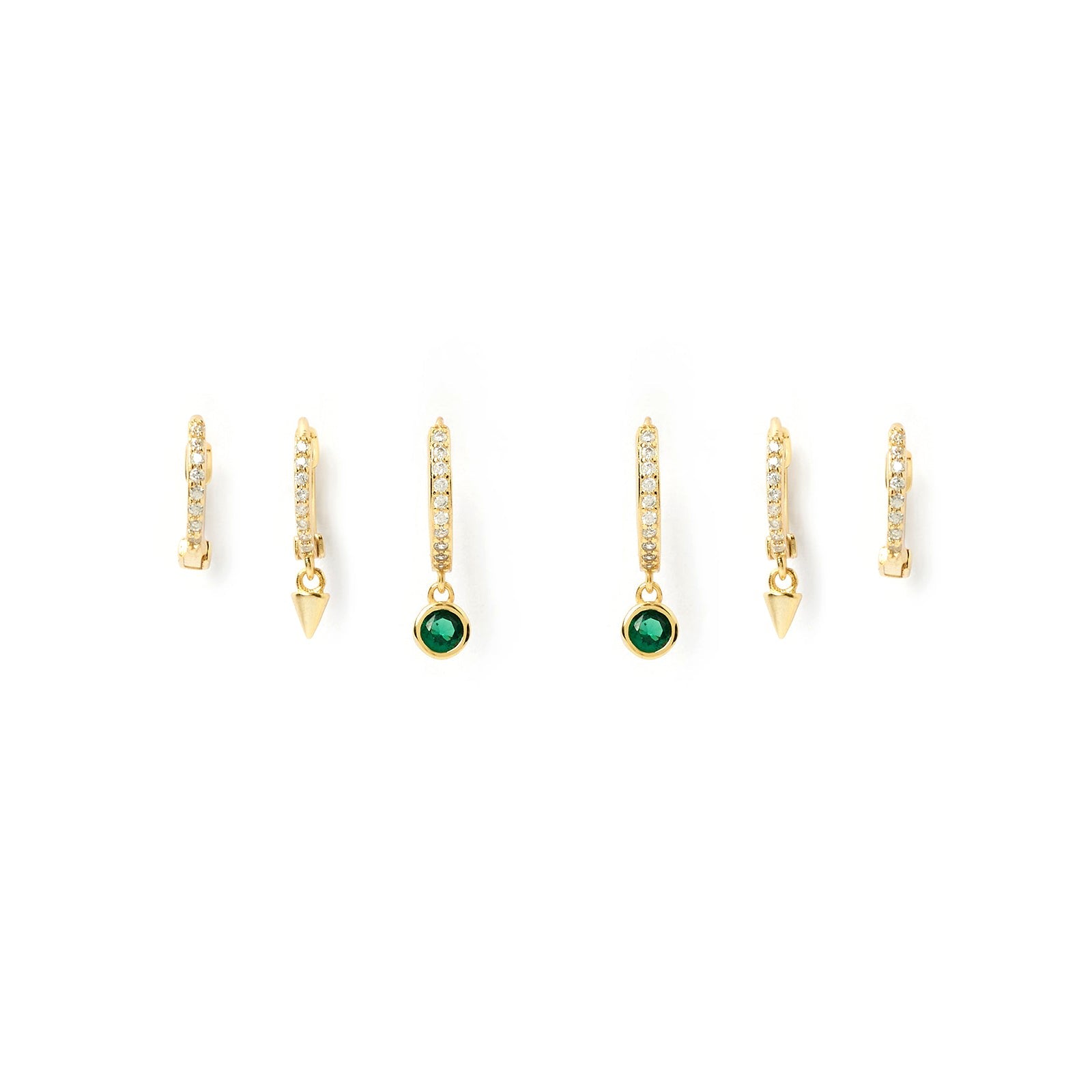 Women’s Green Glitter Earring Stack - Emerald Arms of Eve