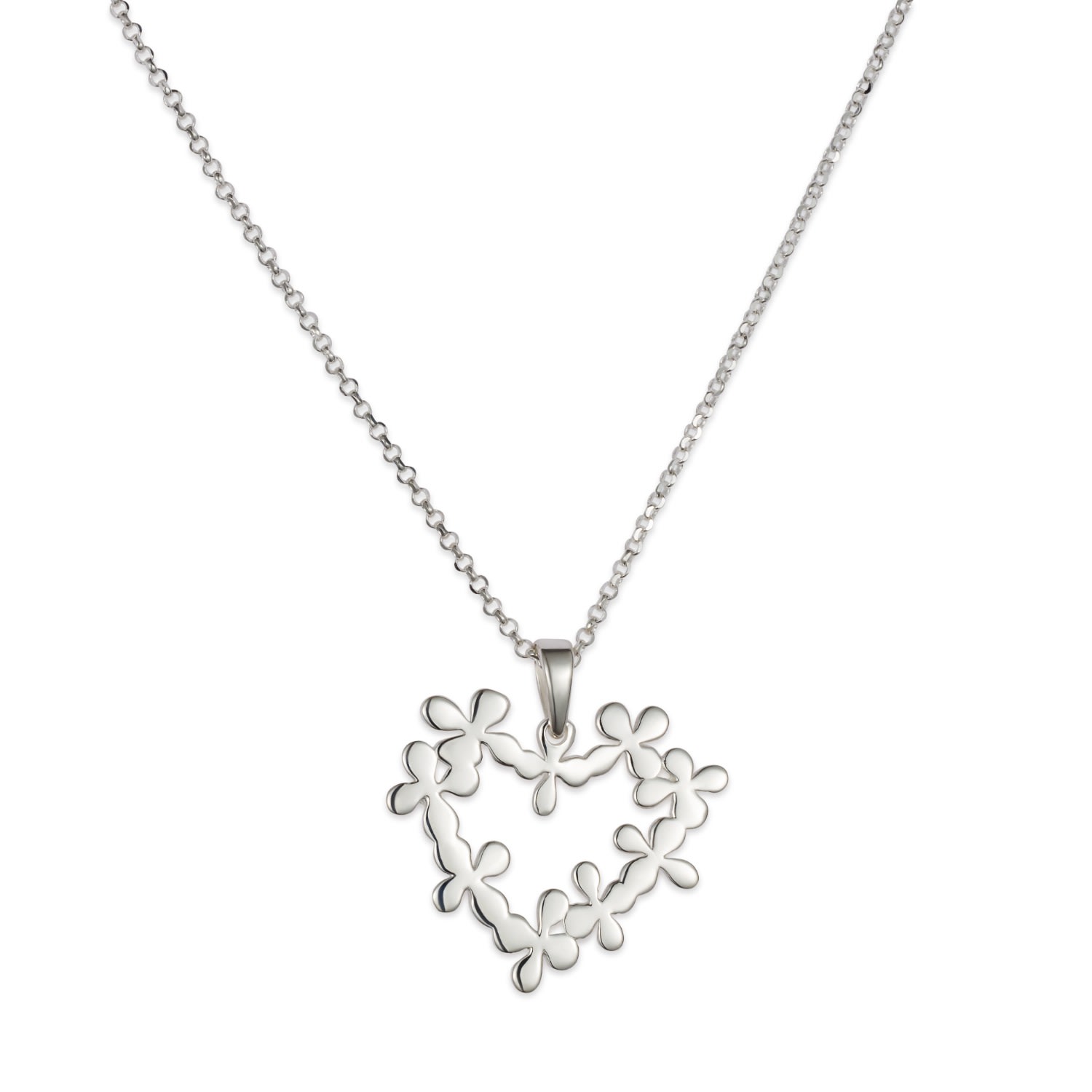 Toolally Women's Hearts In Flowers Necklace- Silver In Metallic