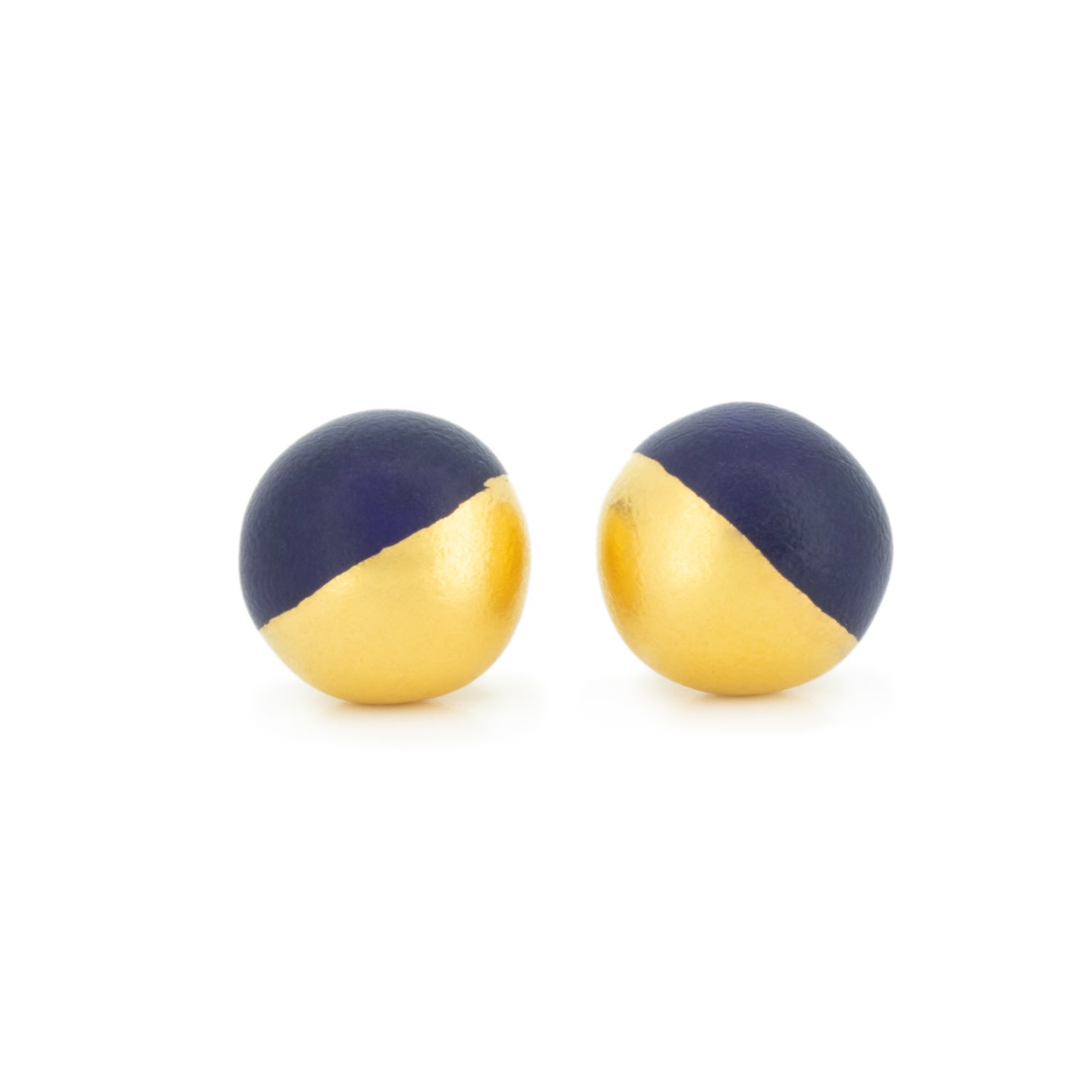 Women’s Gold / Blue Royal Bubble Studs - Matt Blue & Gold Cj·314