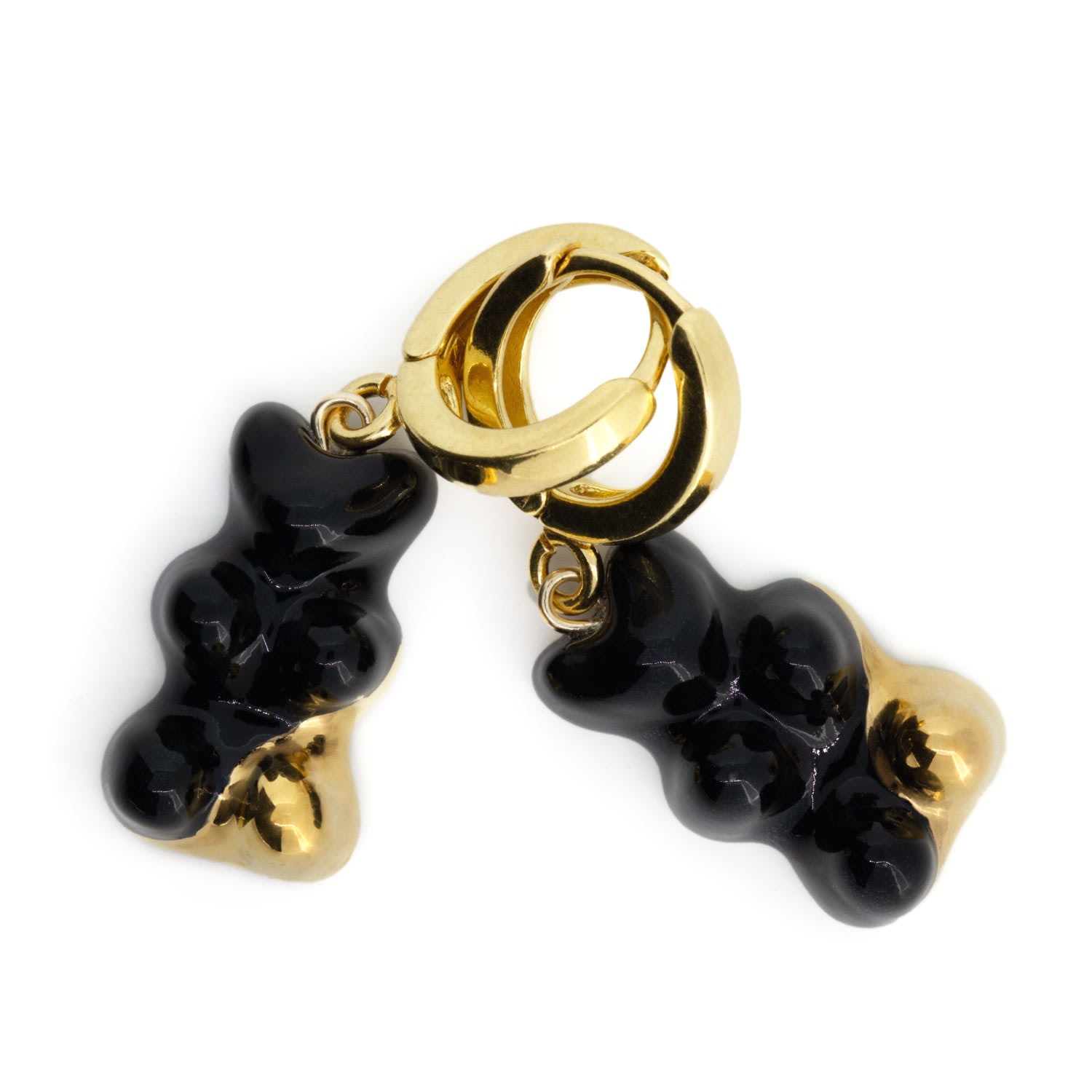 Women’s Posh Gummy Bear Dangle Earrings - Black And Gold Cj314