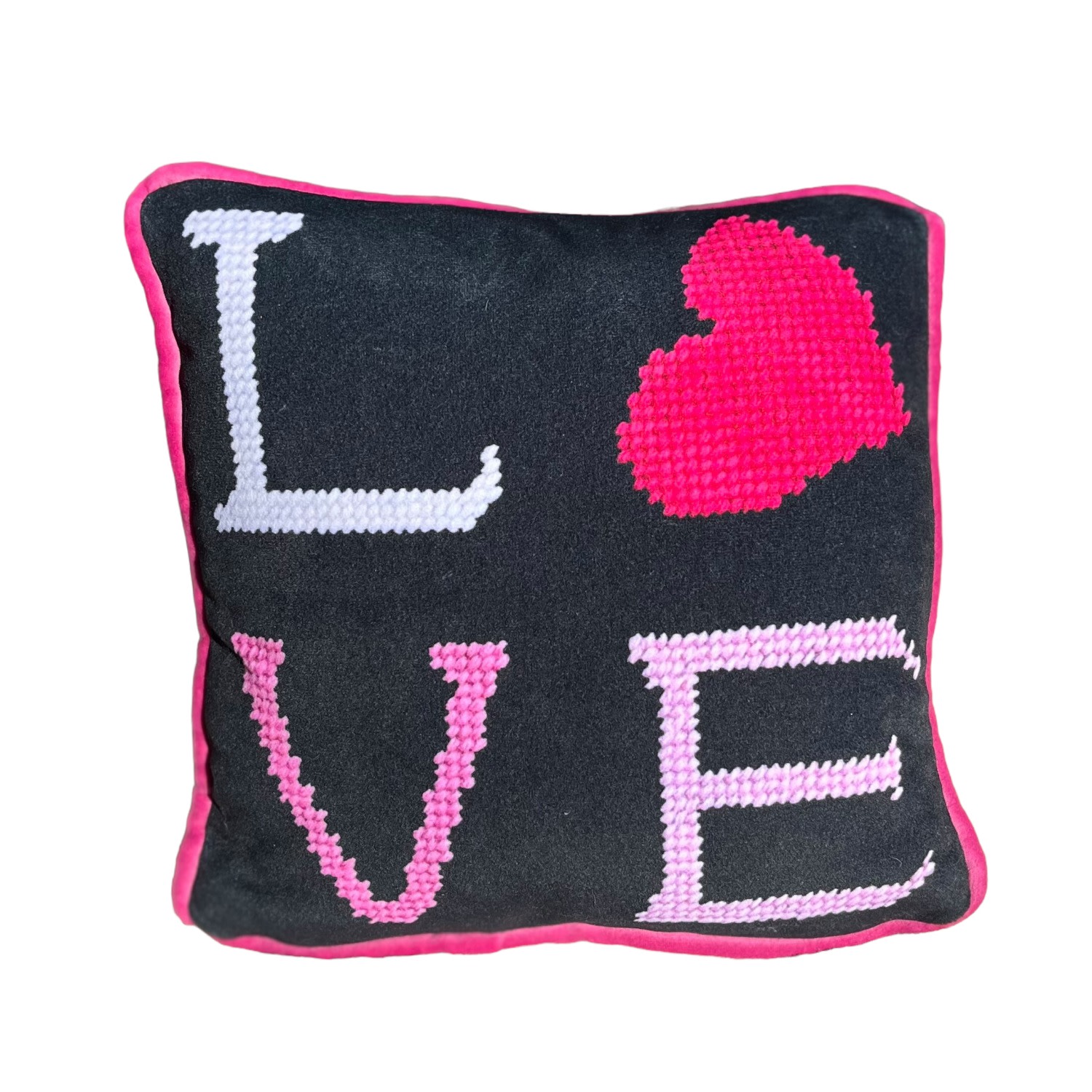 Velvet Modern "Love" Heart Art Scatter Pillow, Handmade Mommani Threads