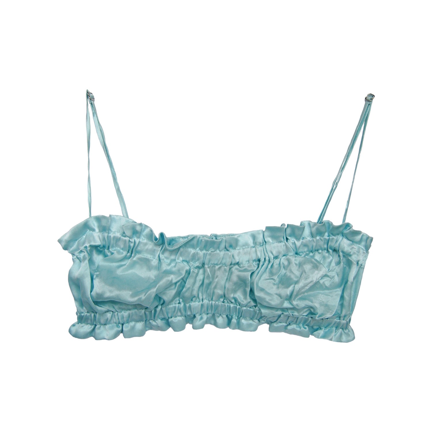 Women’s Blue Scalloped Bandeau Bra Extra Small Crease