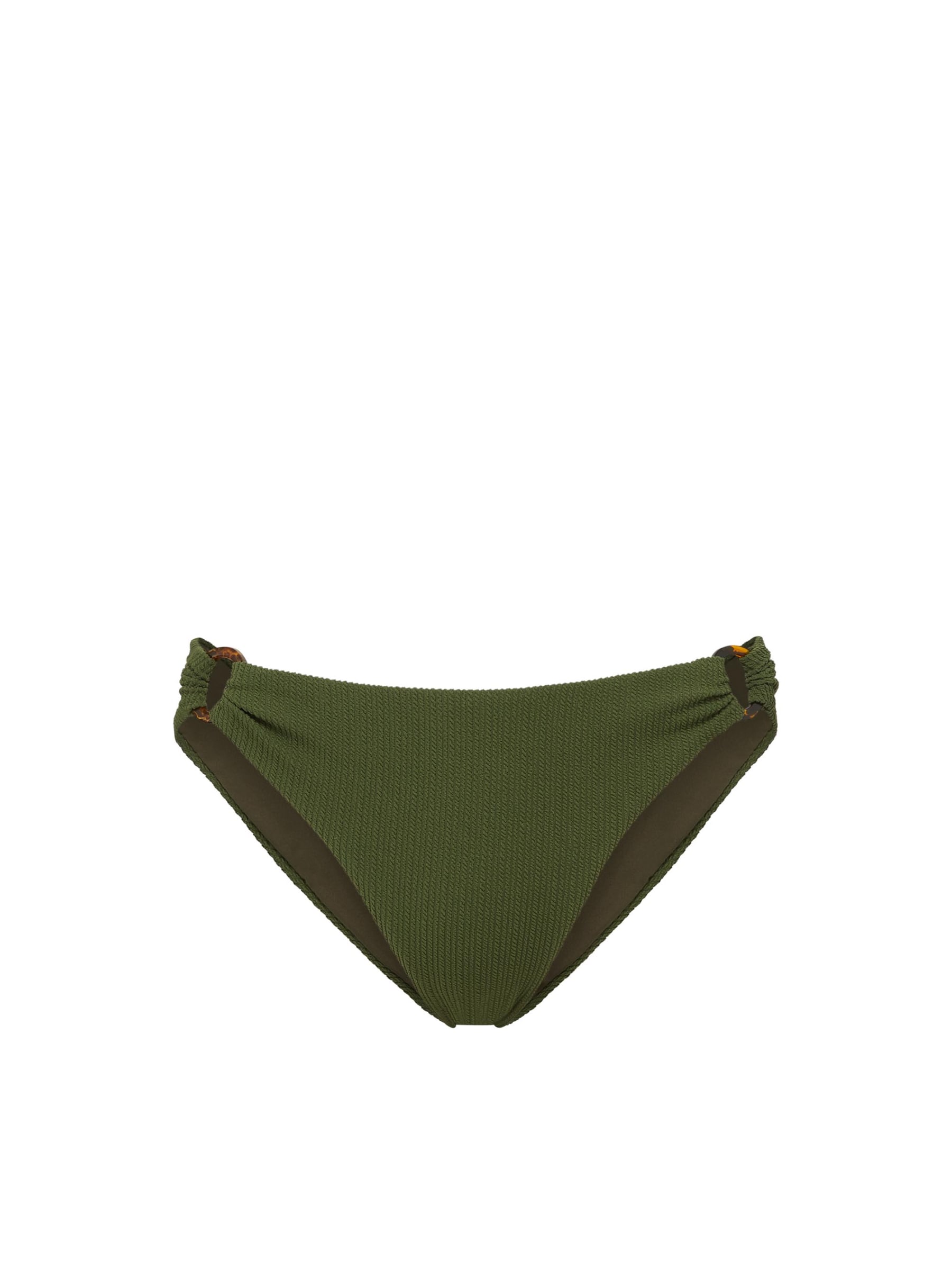 Change Of Scenery Women's Green Ring Trim Low-waisted Bikini Bottom Olive Textured Stripe In Green