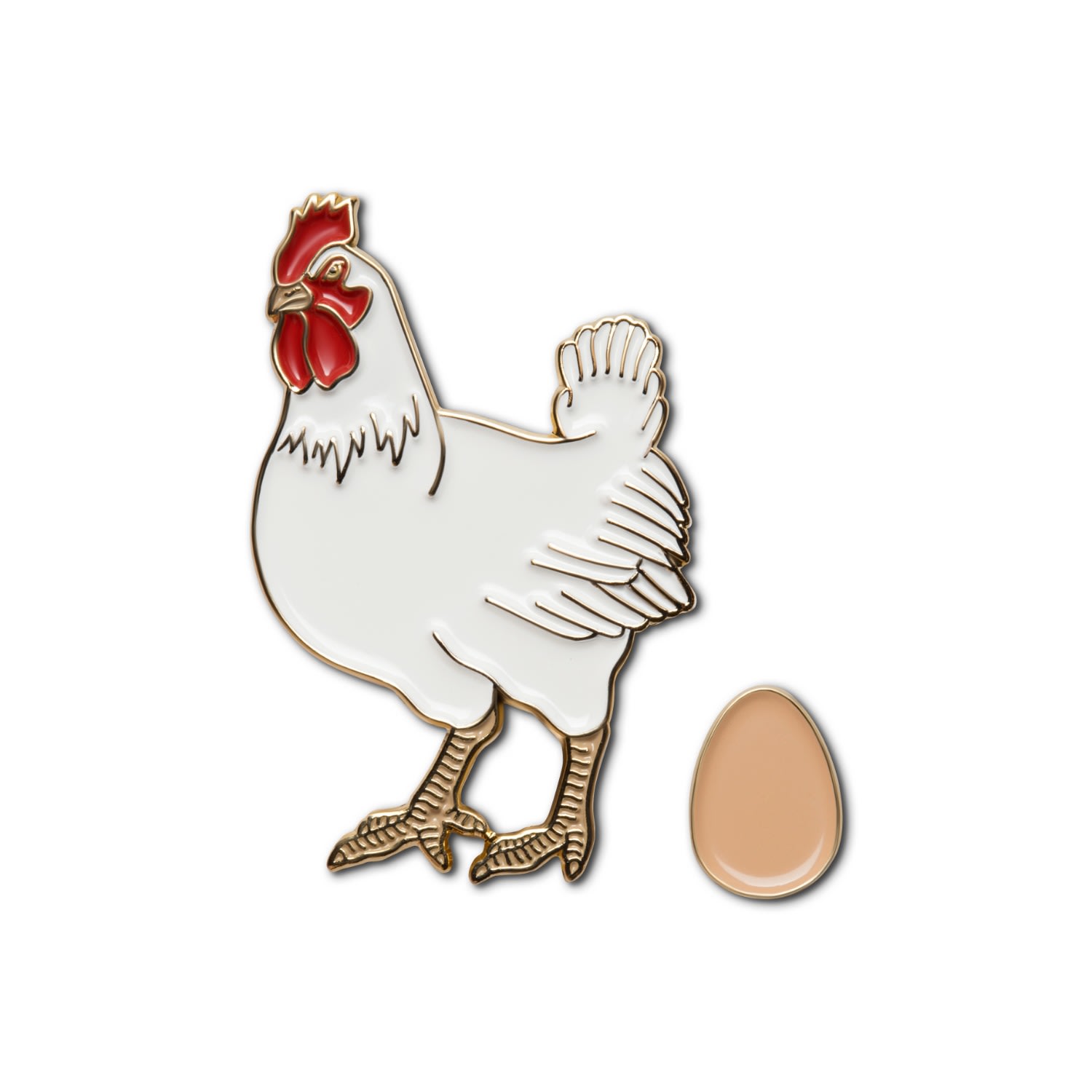 Make Heads Turn Women's White Enamel Pin Chicken & Egg