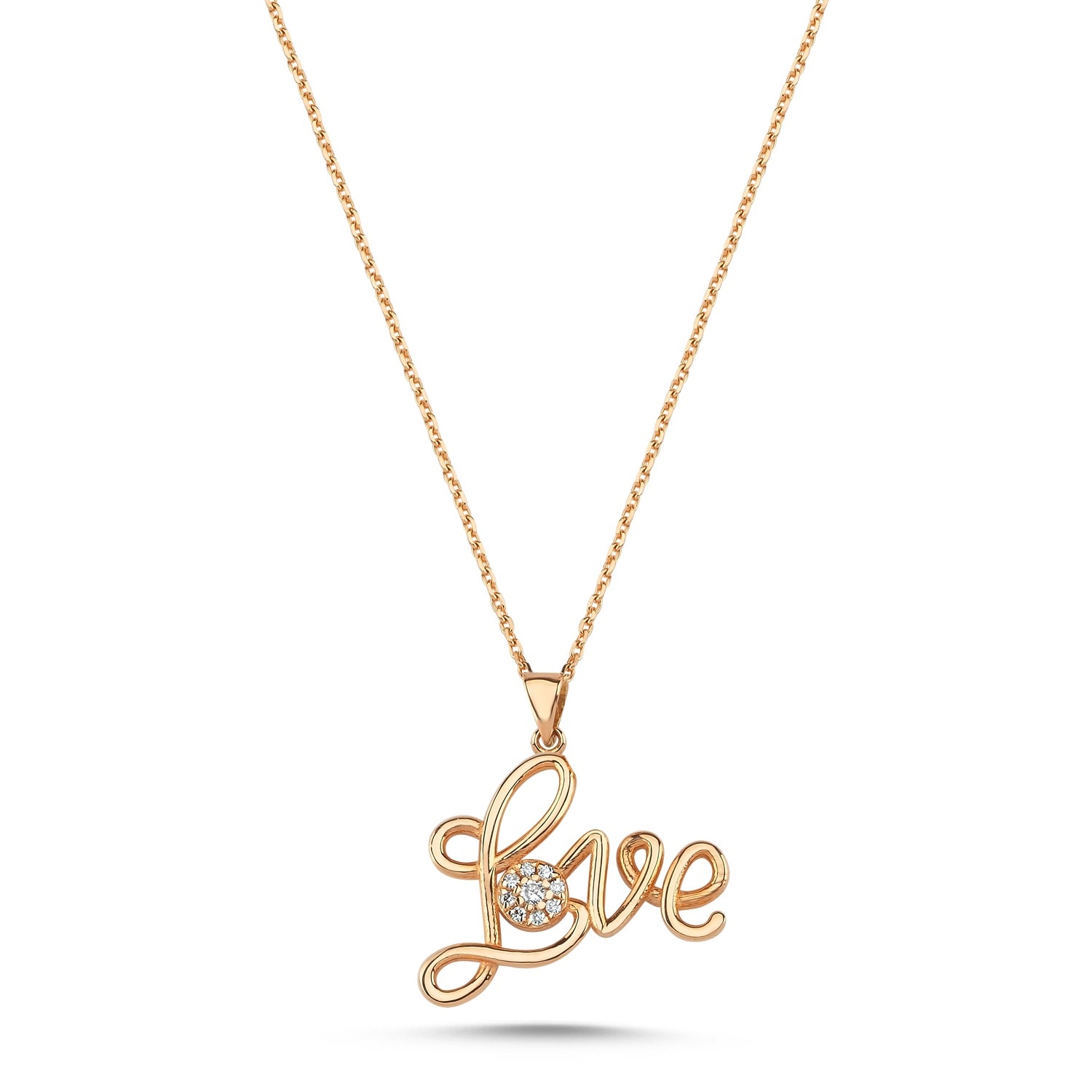 Ecce | Artisan Diamonds Women's 14k Solid Rose Gold Love Handwritten Diamond Necklace In Gold