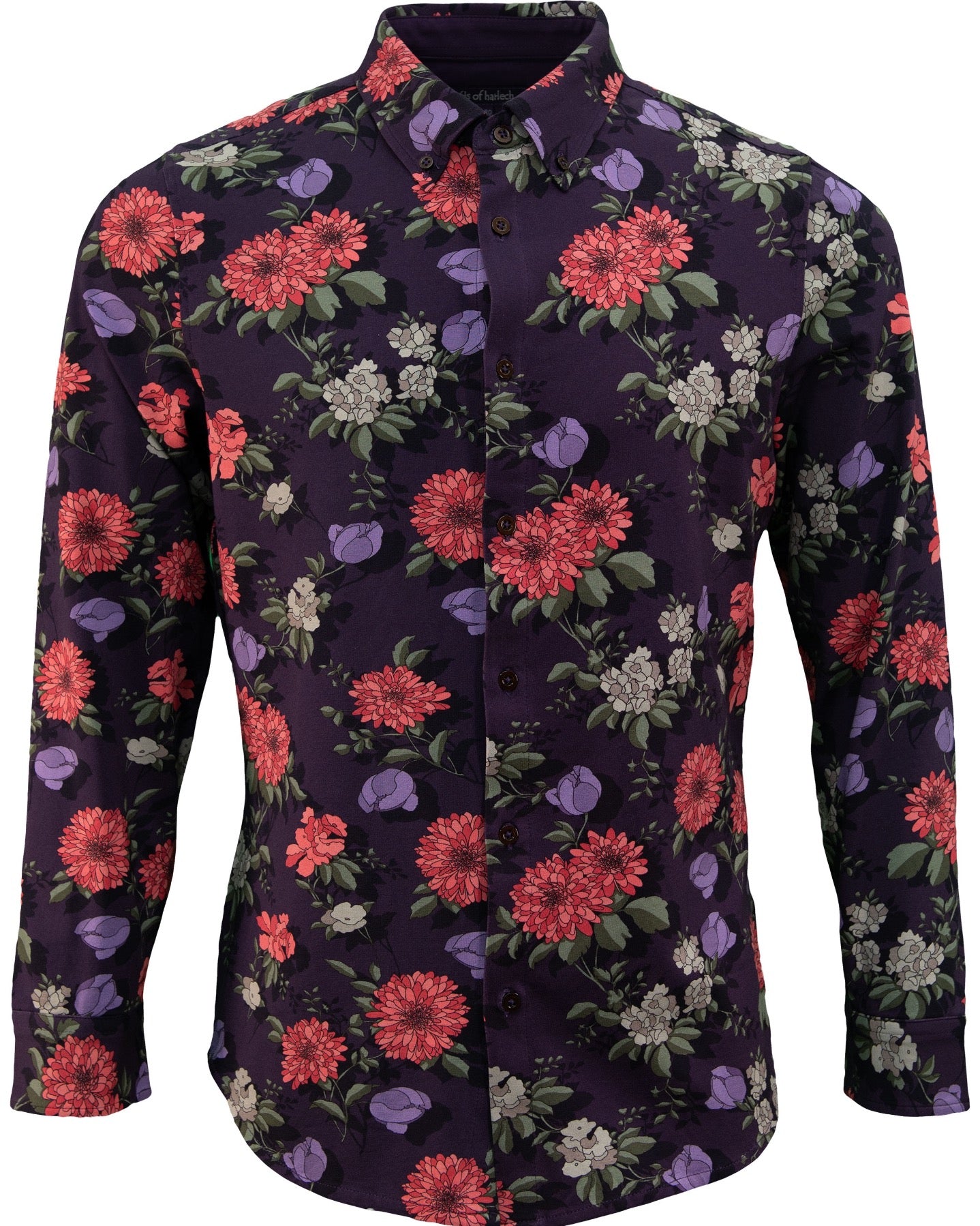 Sawyer Augustus Floral Knit Shirt Plum Lords of Harlech Wolf Badger