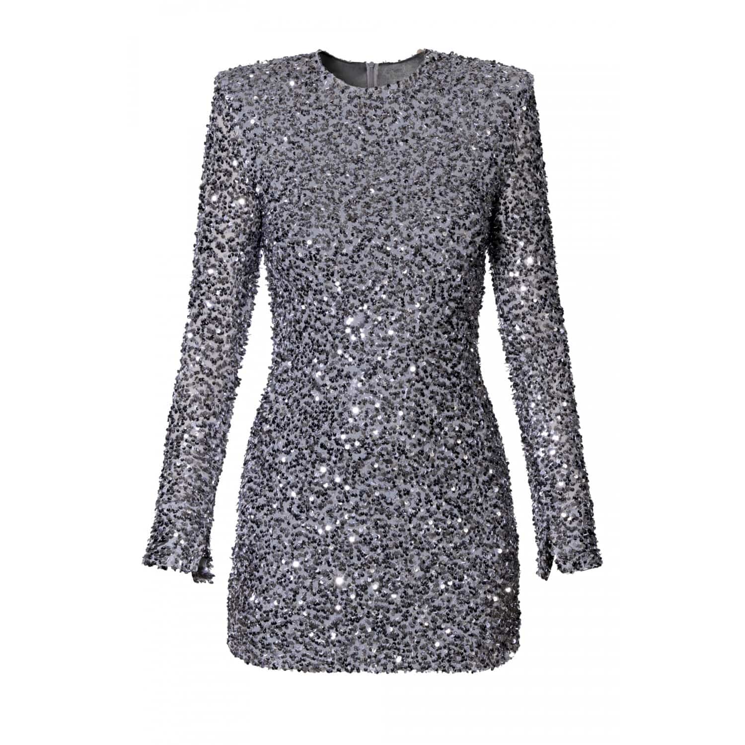 sequin dress with sleeves SCALA -61310 Plunging Sheath Evening Gown 00 / RAINBOW GOLD