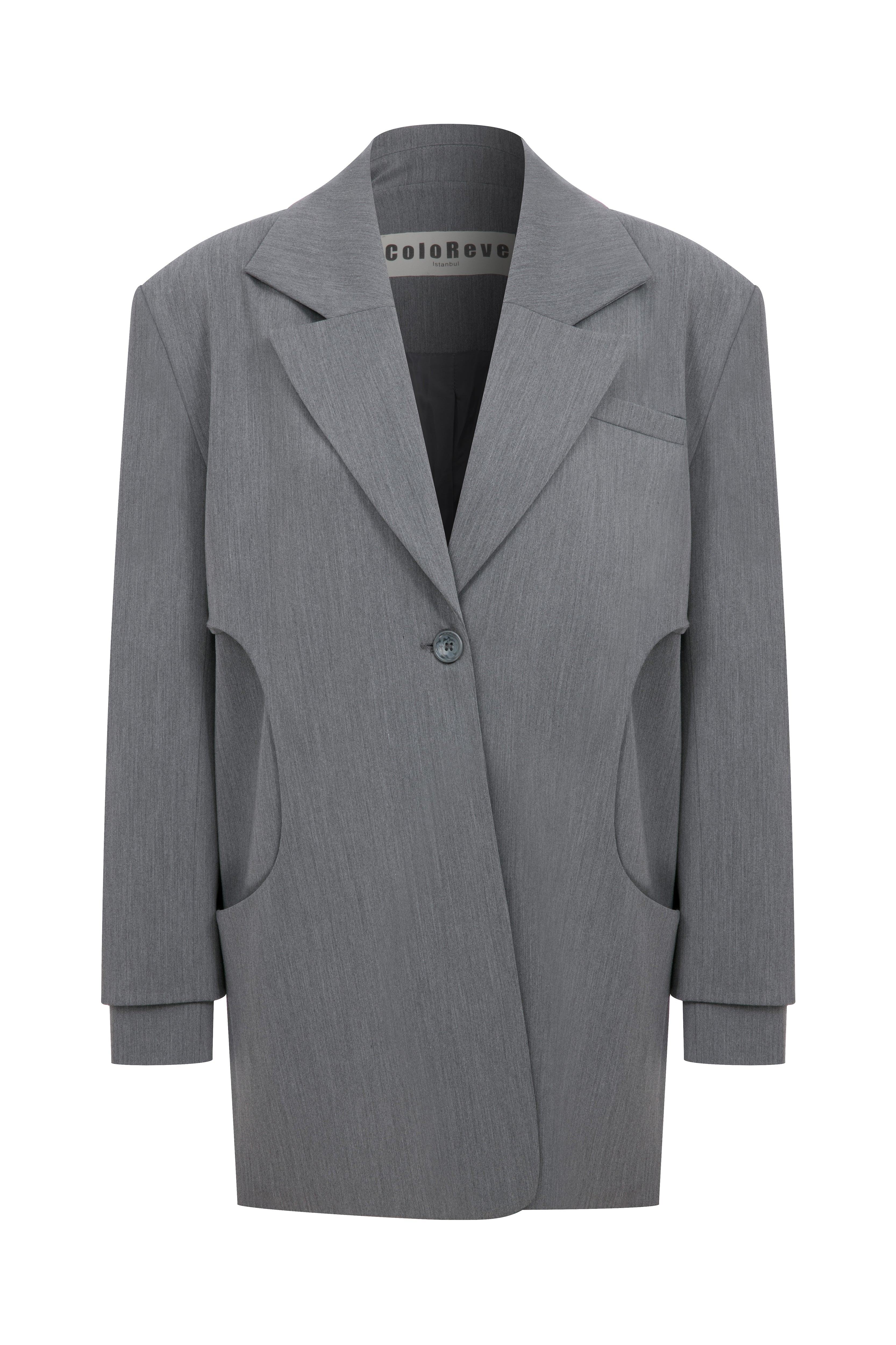 Coloreve Women's Grey Hole Blazer In Gray