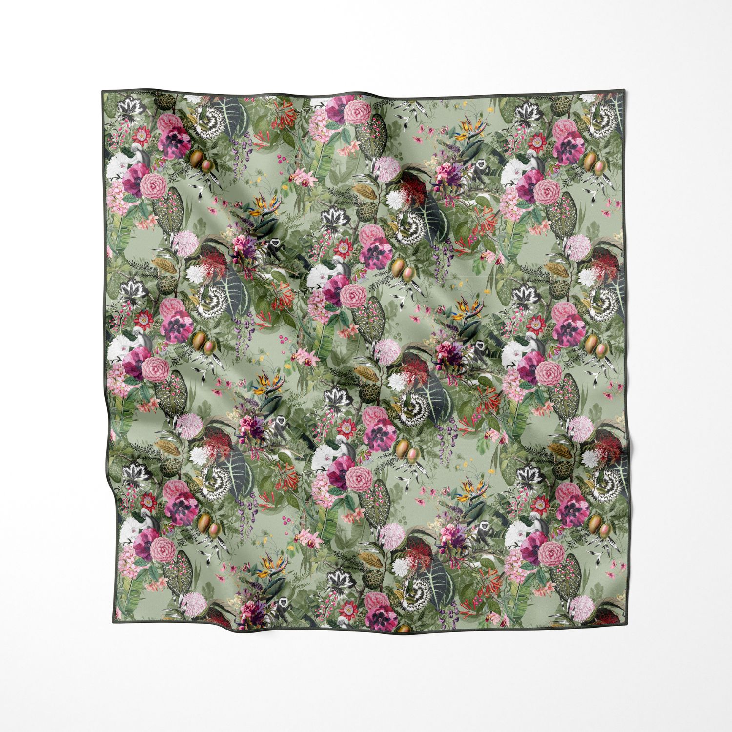 Artifact. Women's Green / Pink Silva Reverie Large Luxury Square Silk Scarf In Multi