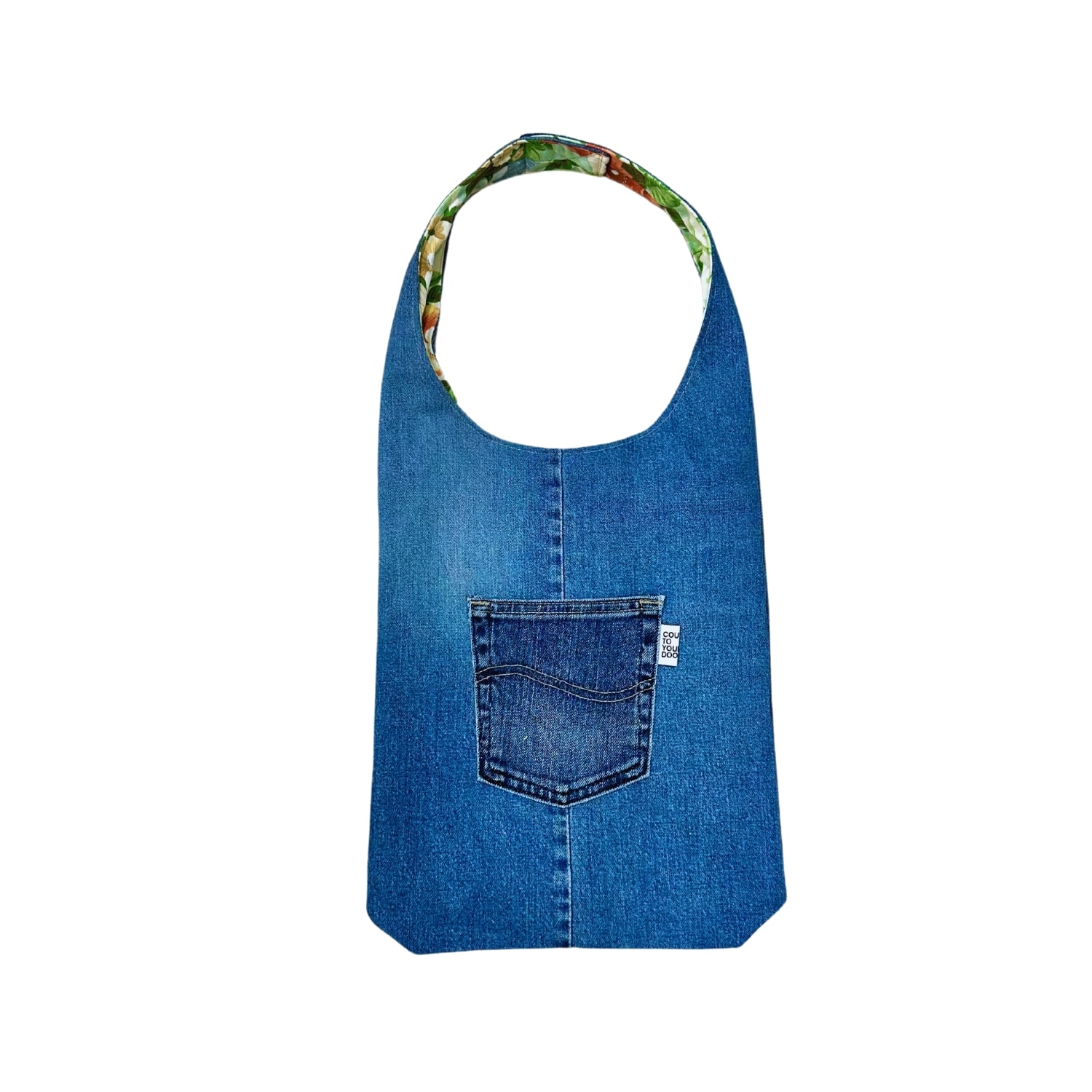 COUTURE TO YOUR DOOR WOMEN'S BLUE DENIM UPCYCLED TOTE BAG
