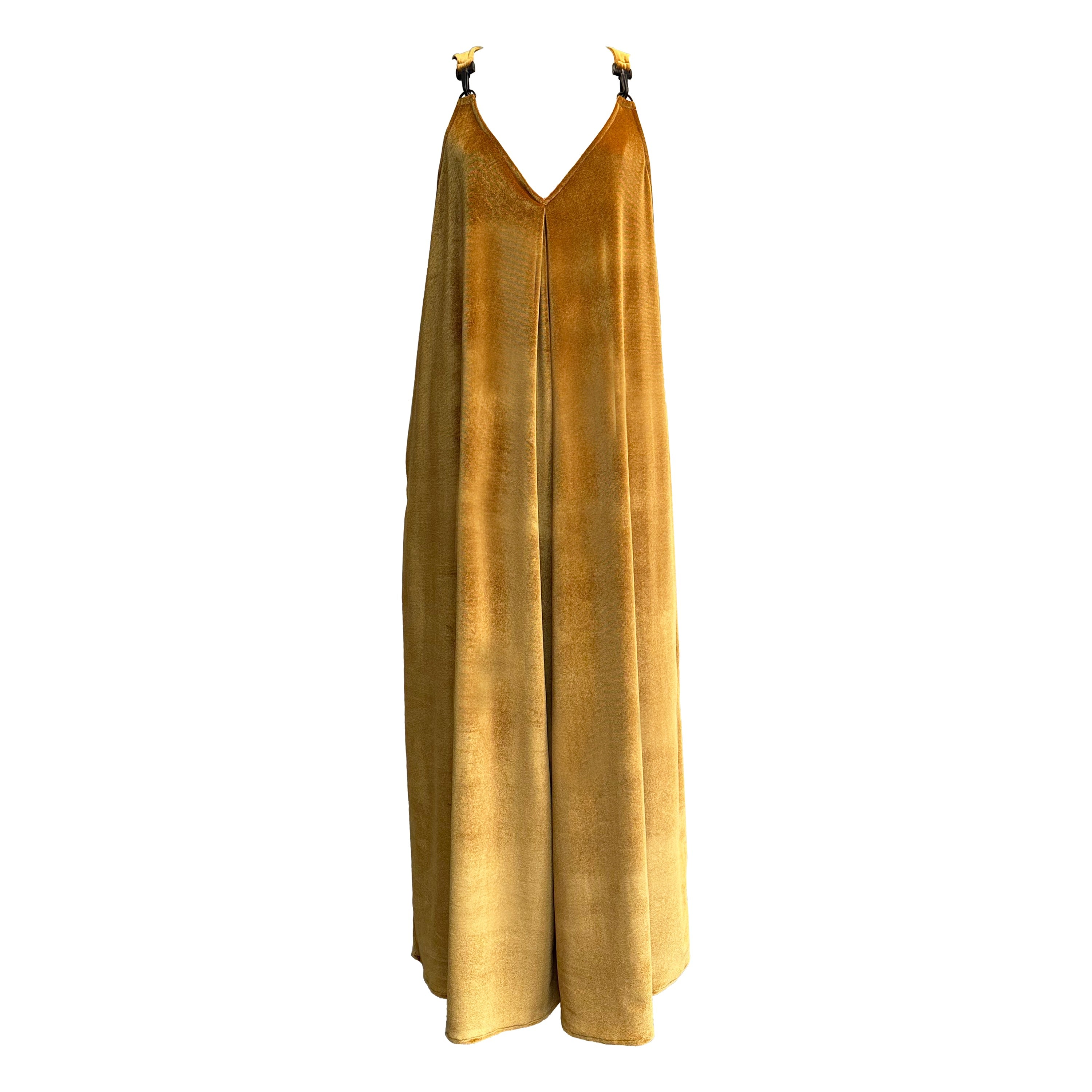 Women’s Neutrals / Gold / Yellow The Emerson Jumpsuit In Velvet - Gold Extra Small Blaise London