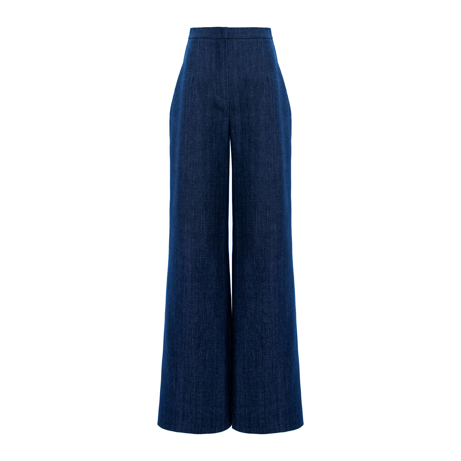 Bluzat Women's Blue Denim Straight Trousers In Blue