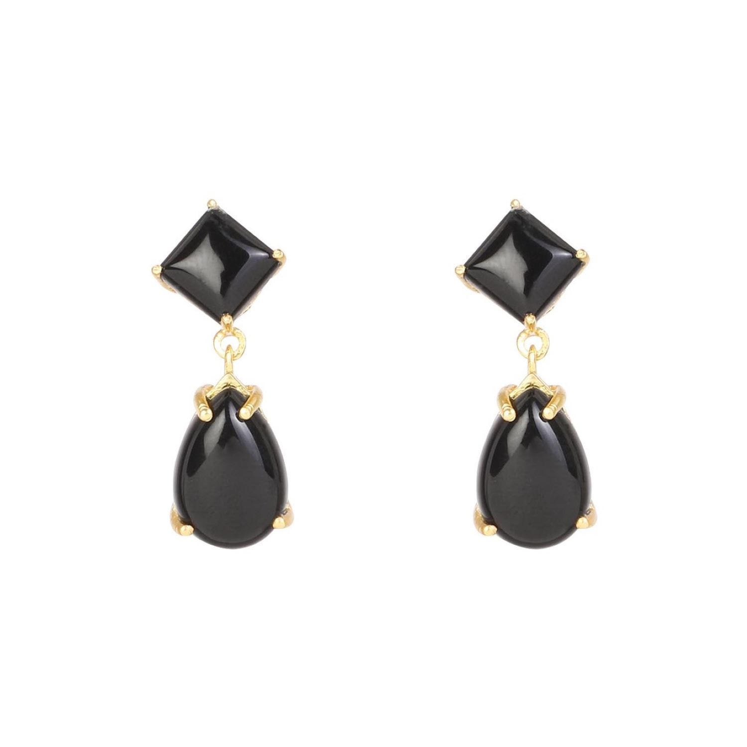 Lila Rasa Women's Black / Gold Midnight Glam Black Onyx  Earring