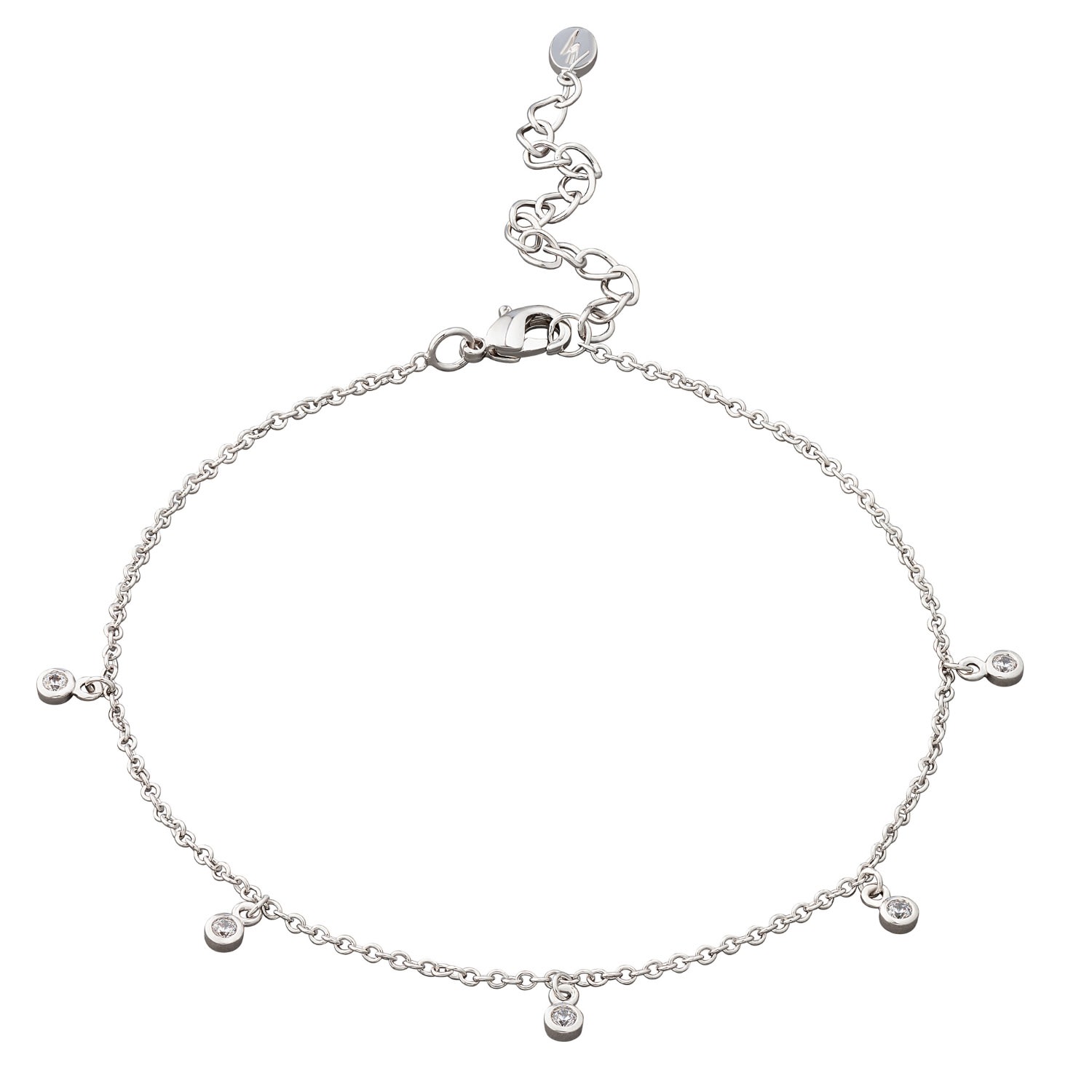 Scream Pretty Women's Silver Anklet With Sparkle Drops In Gray
