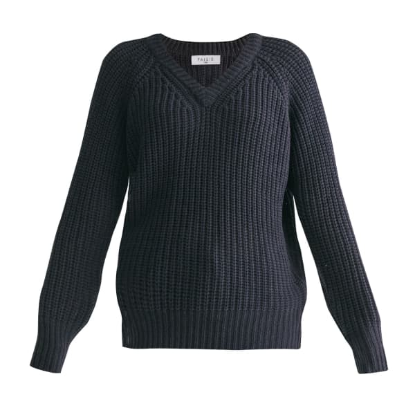 Paisie Oversized V-neck Jumper In Navy