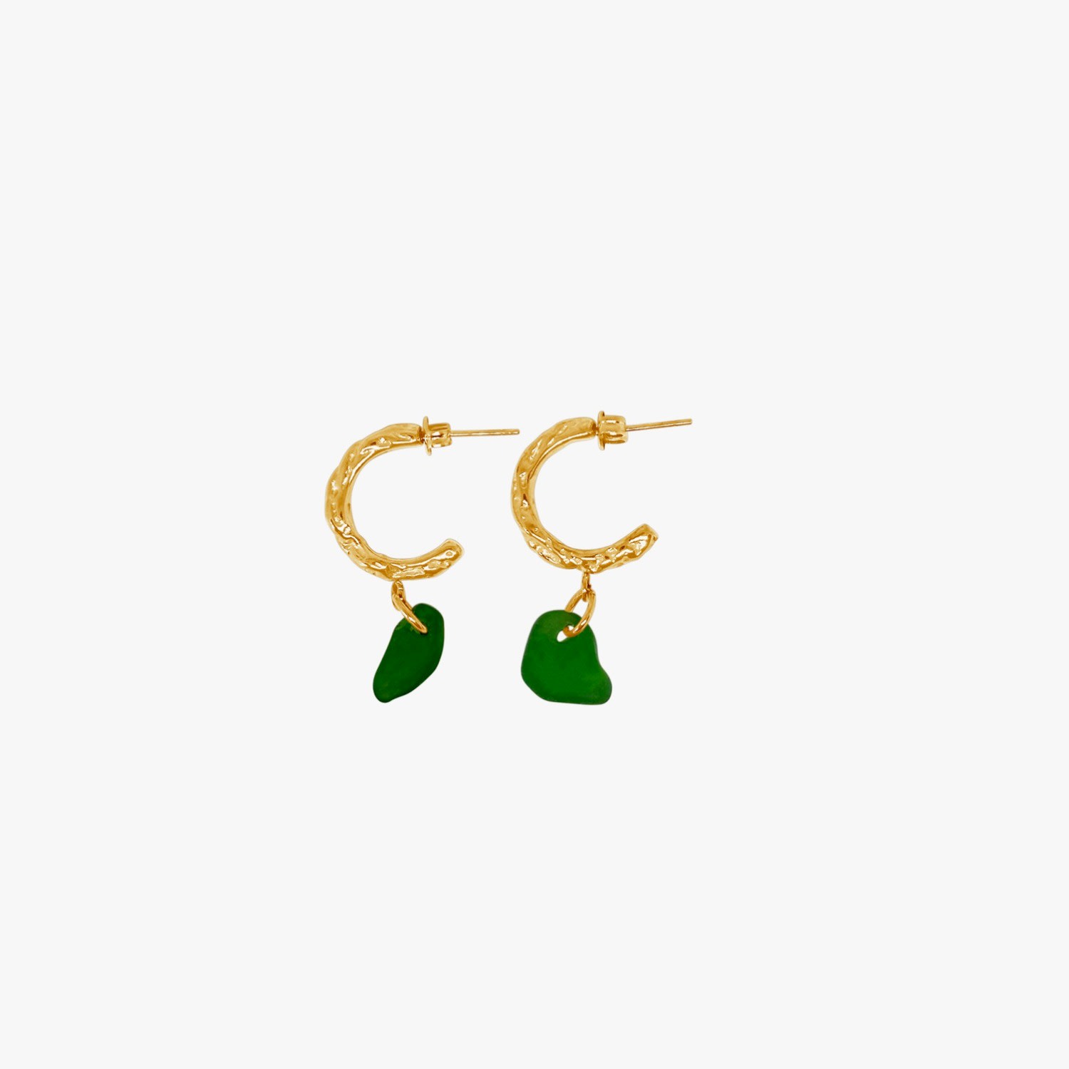 Glasstyk Women's Green Sea Glass Signature Hoops In Gold In Green