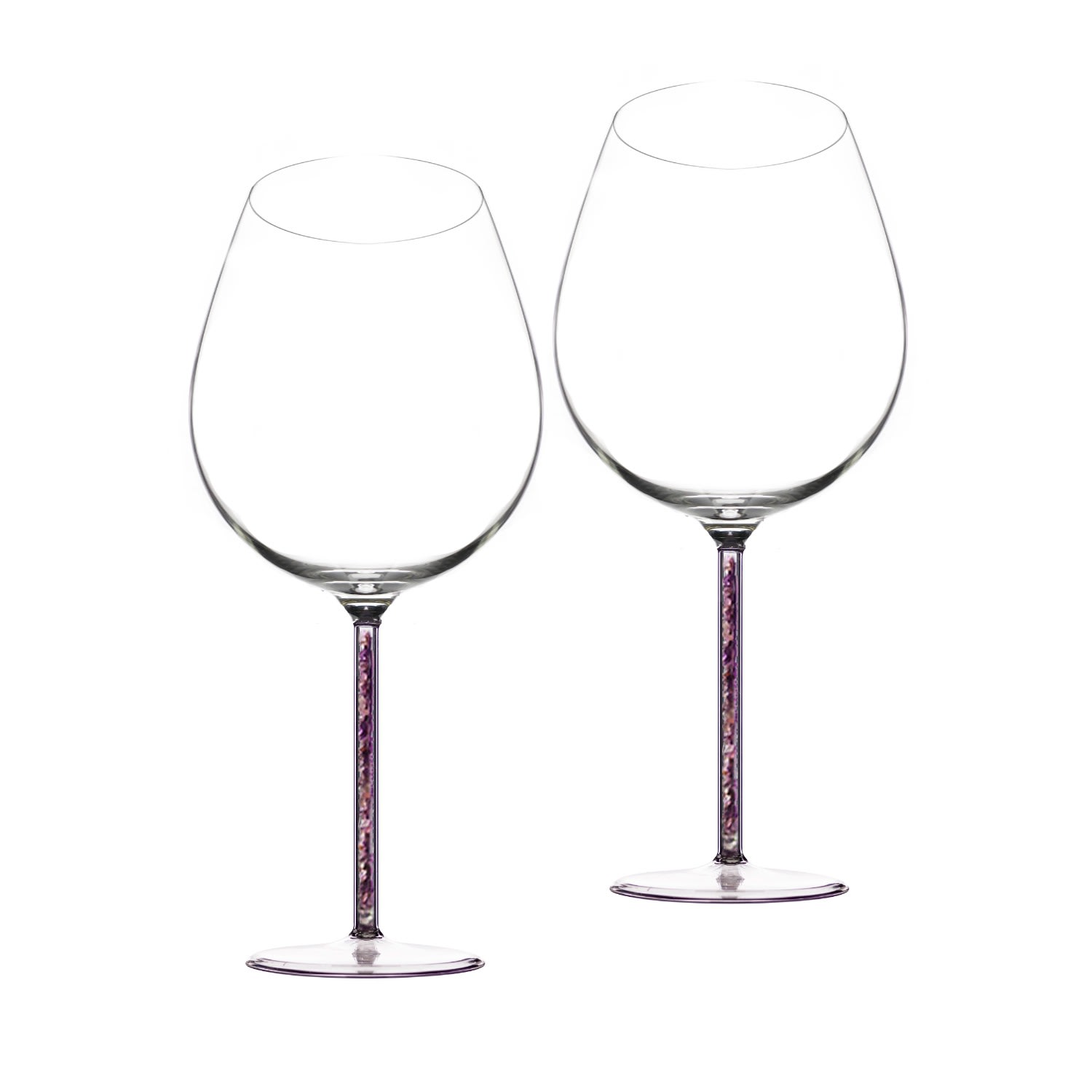 Pink / Purple Crystal-Stemmed Wine Goblet - Amethyst - Two Piece Greatfool