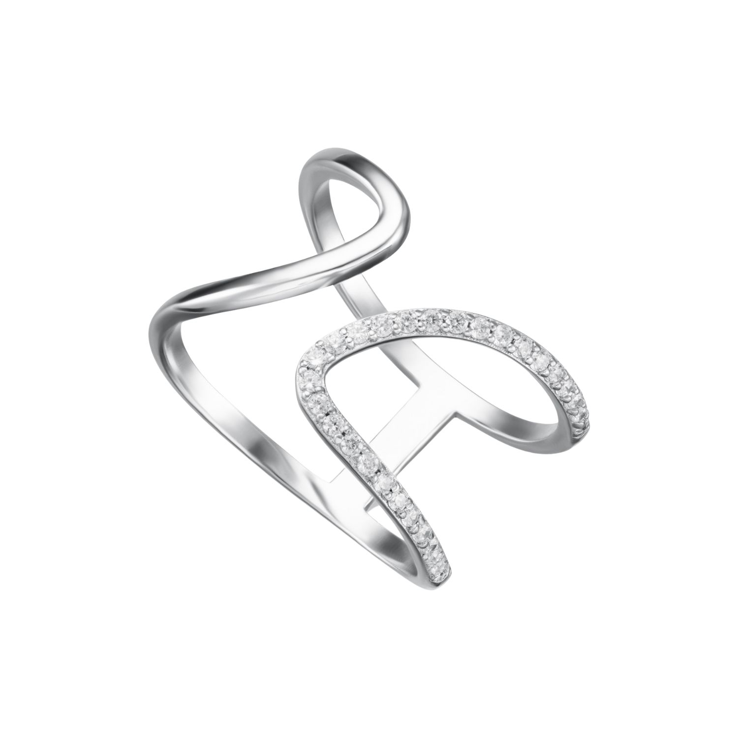 Scream Pretty Women's Silver Half Sparkle Open Ring