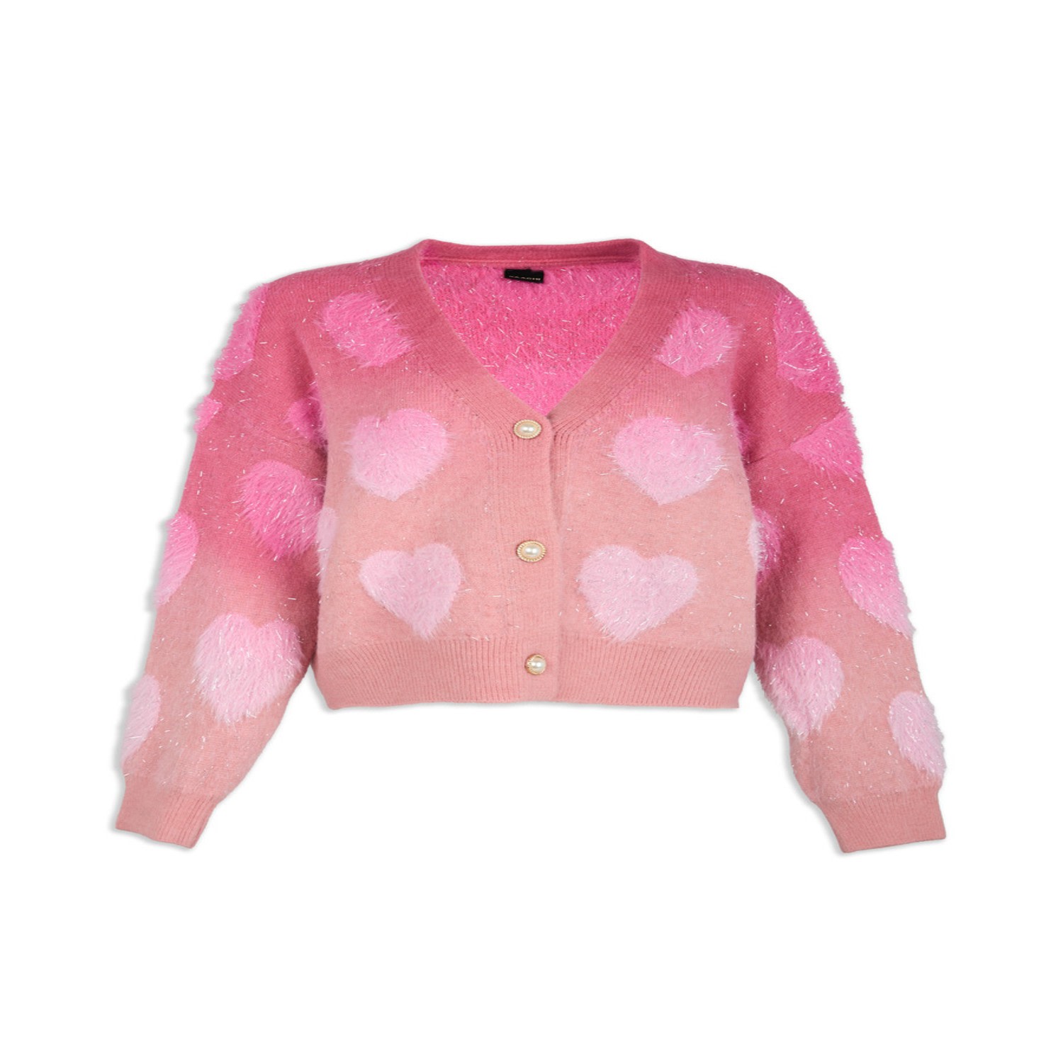Saachi Women's Pink Soft Heart Ombre Fuchsia Cardigan