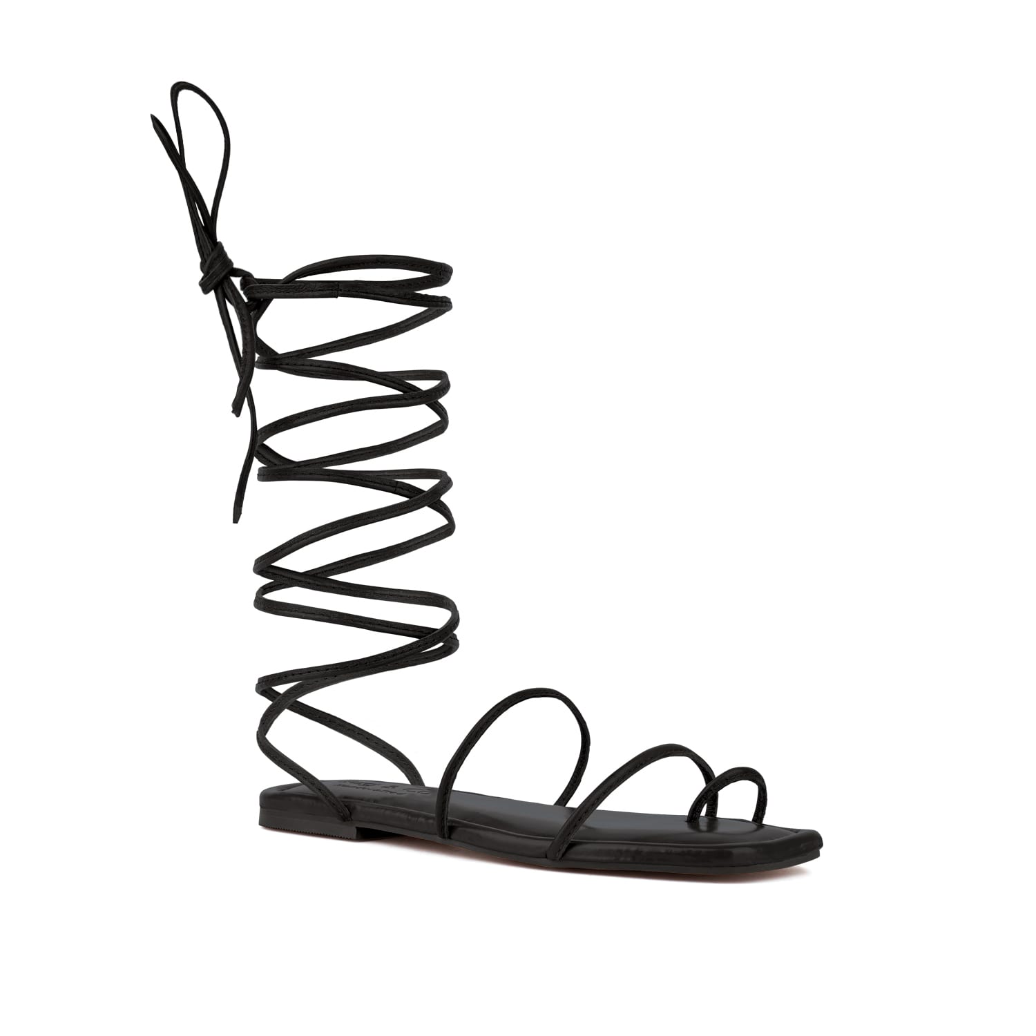 Rag & Co Women's Amatha Black Essential Toe Ring Summer Leather Flats By  In Black