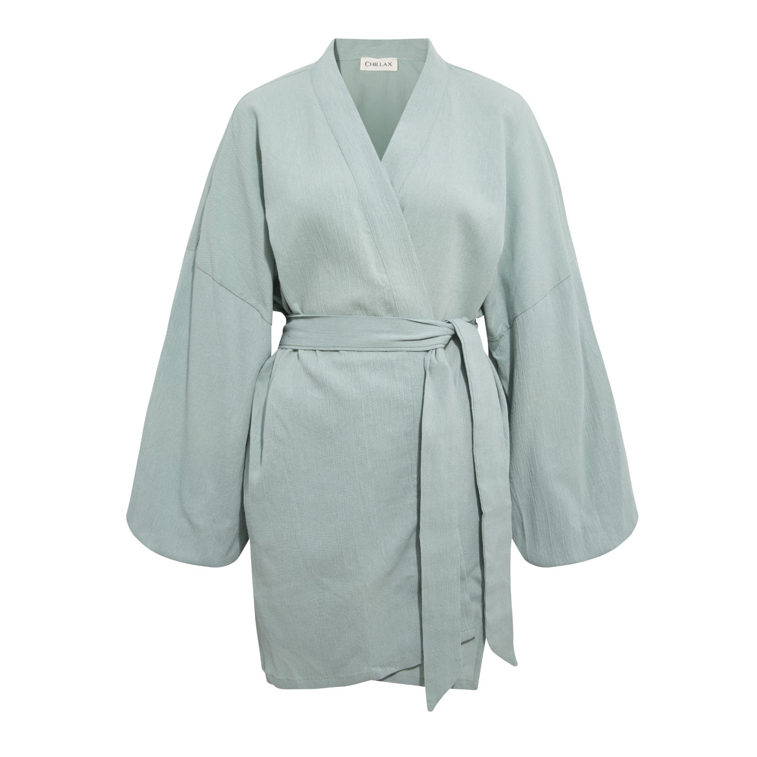 Chillax Women's Green Alice Cotton Mint Kimono Robe In Blue