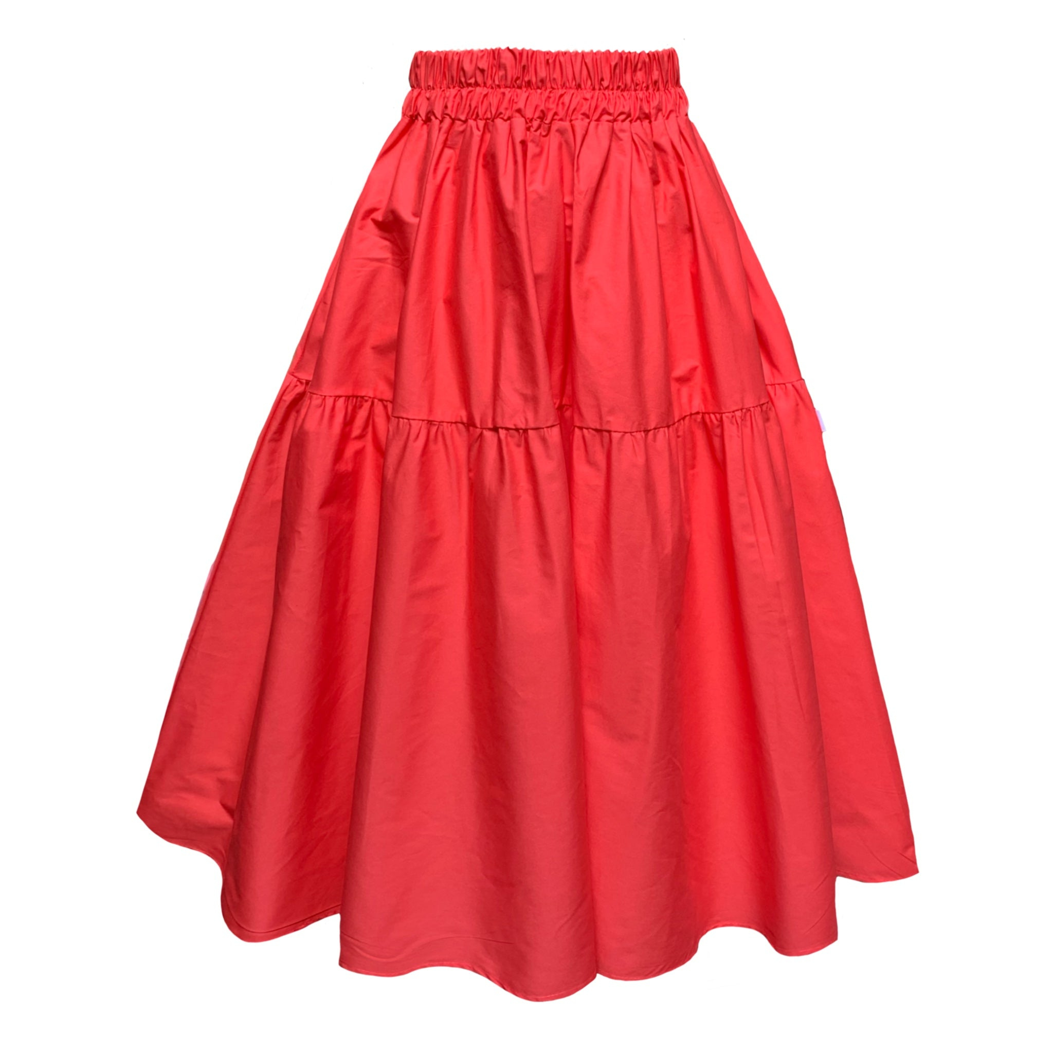 Frock Tales Women's Red Tahiti Midi Skirt With Pockets In Sunset