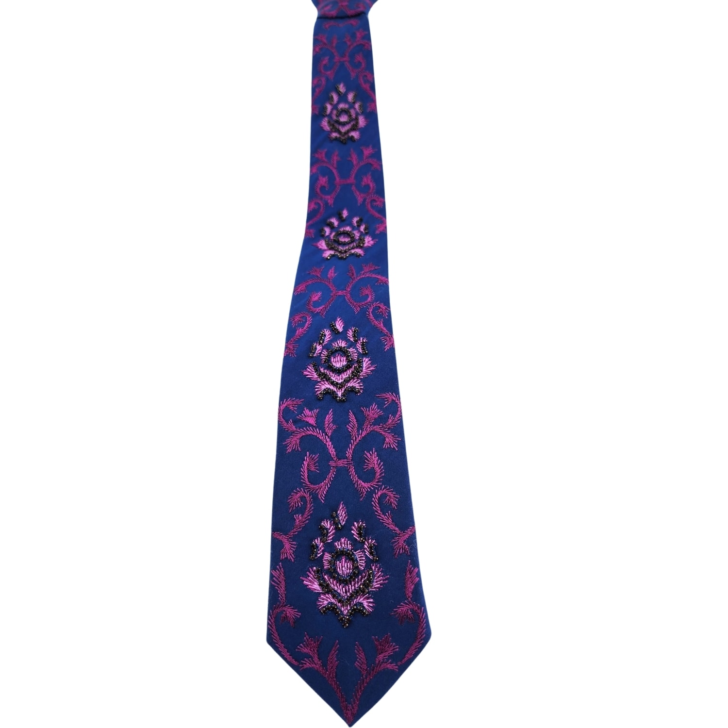 Women's Blue / Purple Baroque Classic Long Necktie | Large | Nandanie