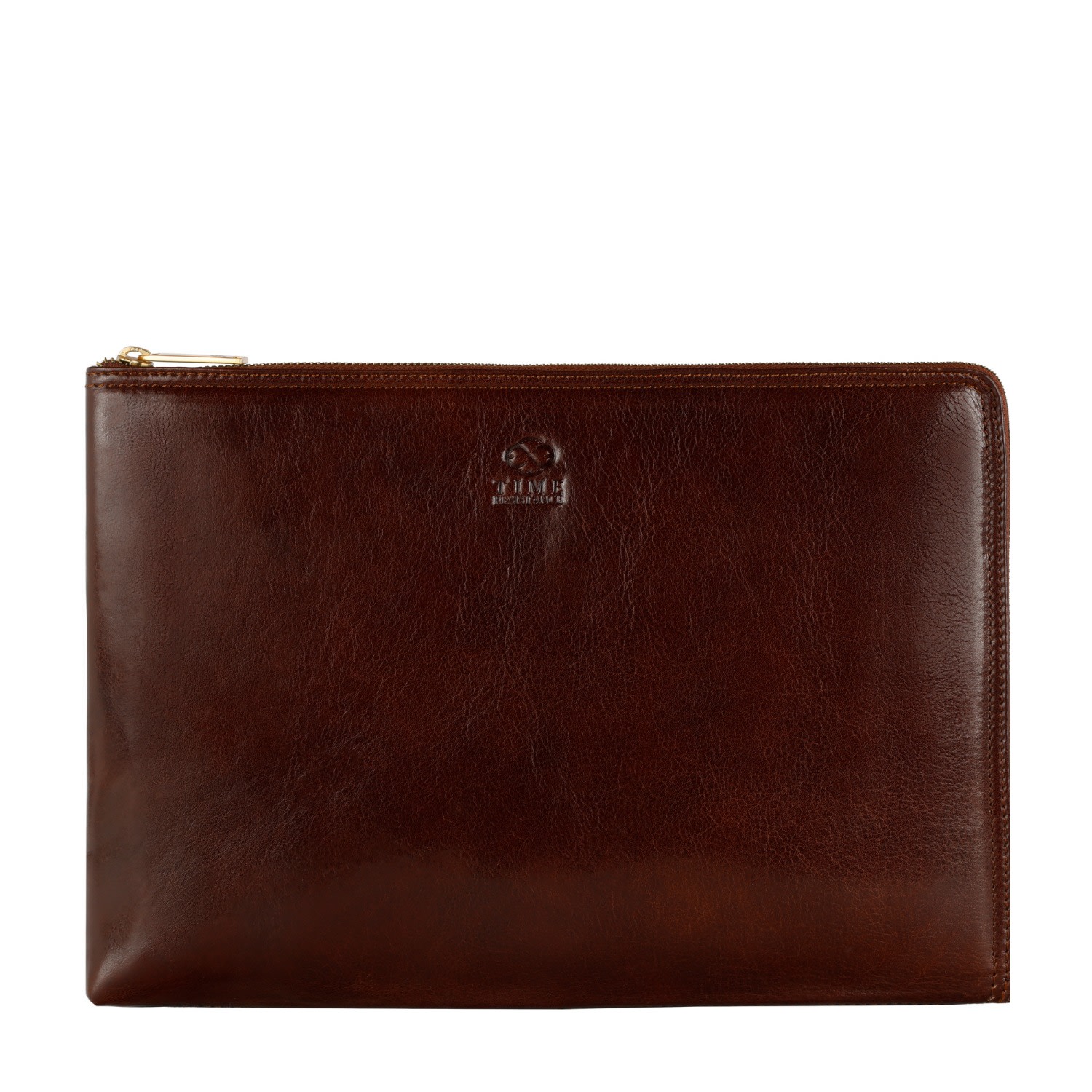 Time Resistance Leather Mens Clutch Purse In Brown - The Brothers Karamazov In Brown