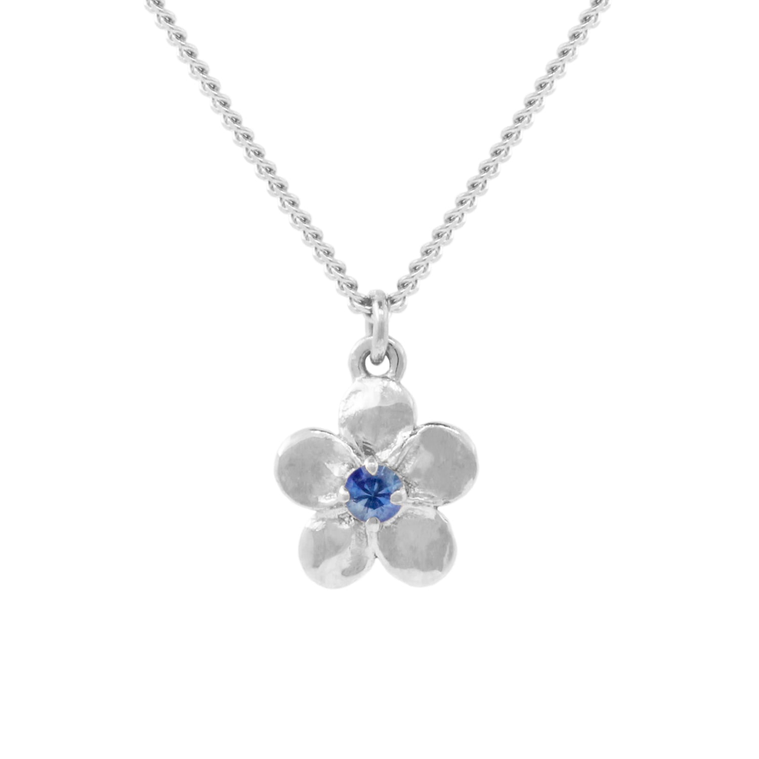 Lee Renee Women's Forget Me Not Necklace – Single Sapphire– Silver