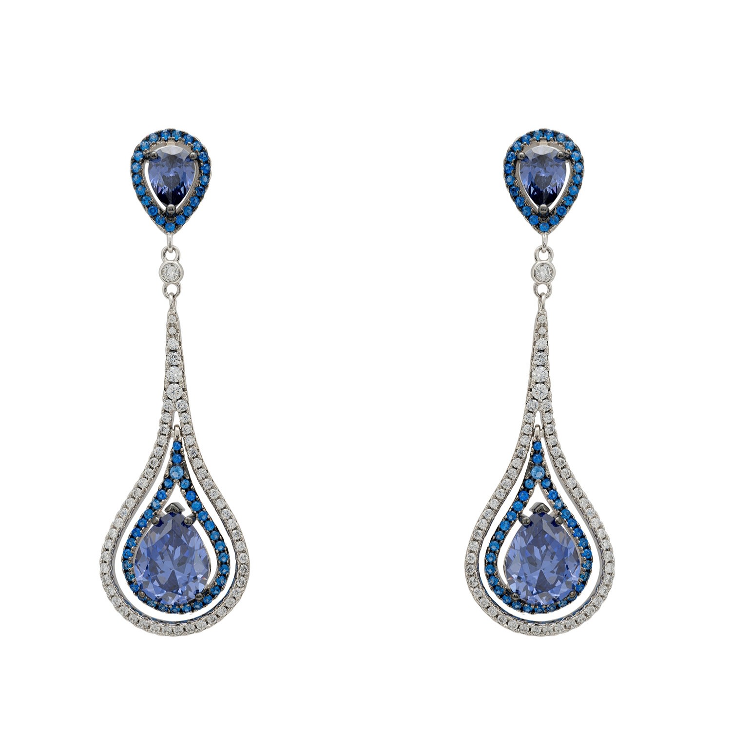 Blue / White / Silver Lady Jane Pendulum Drop Earrings Silver Tanzanite Latelita