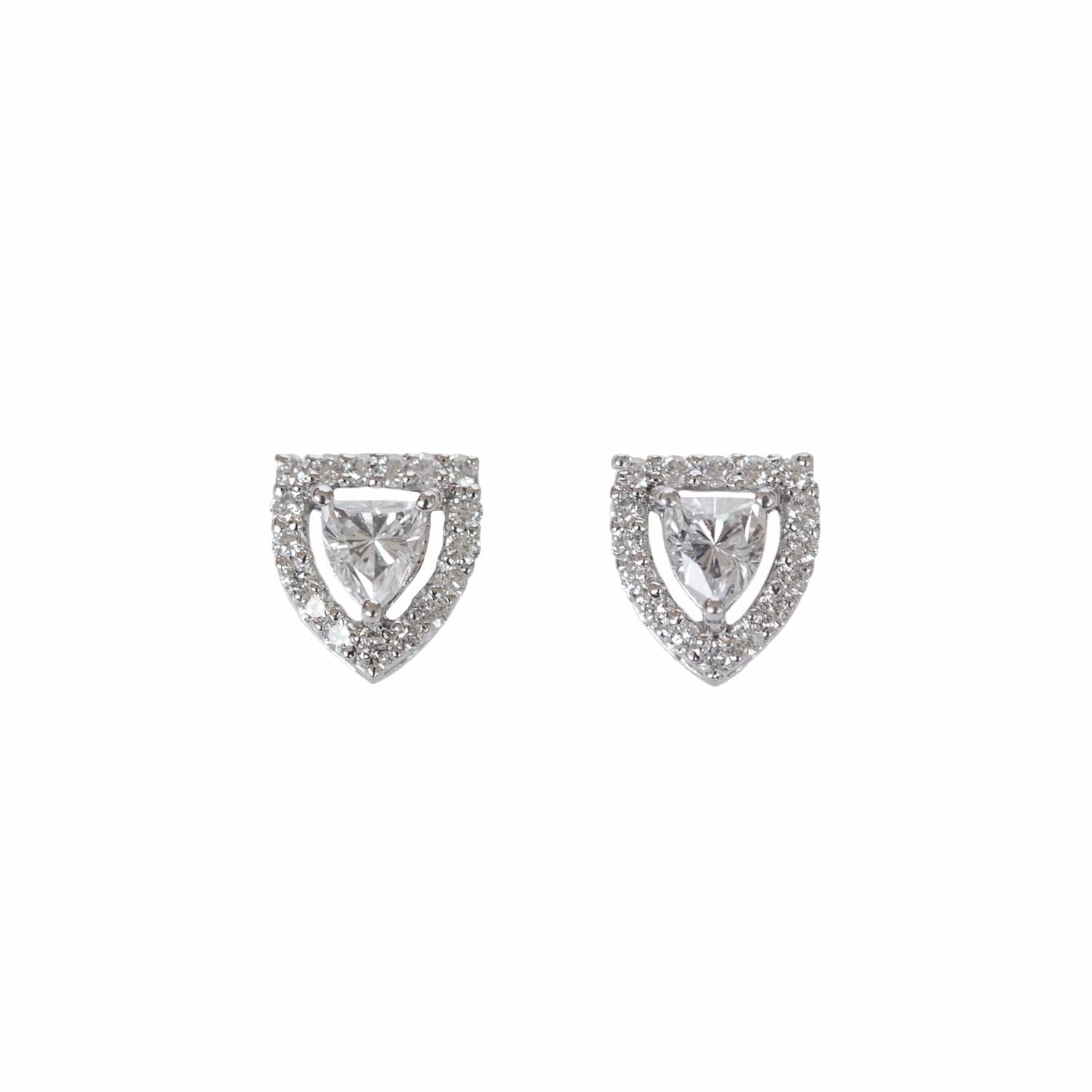 Fancy Shield Shape Diamond Stud Earrings Ri Noor Wolf Badger