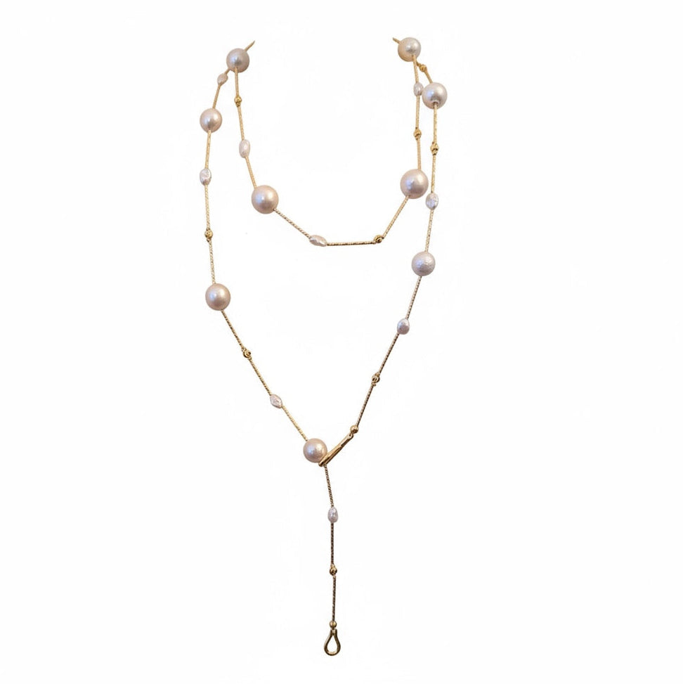Ninemoo Women's Gold / White Luna Cascade Necklace In Multi