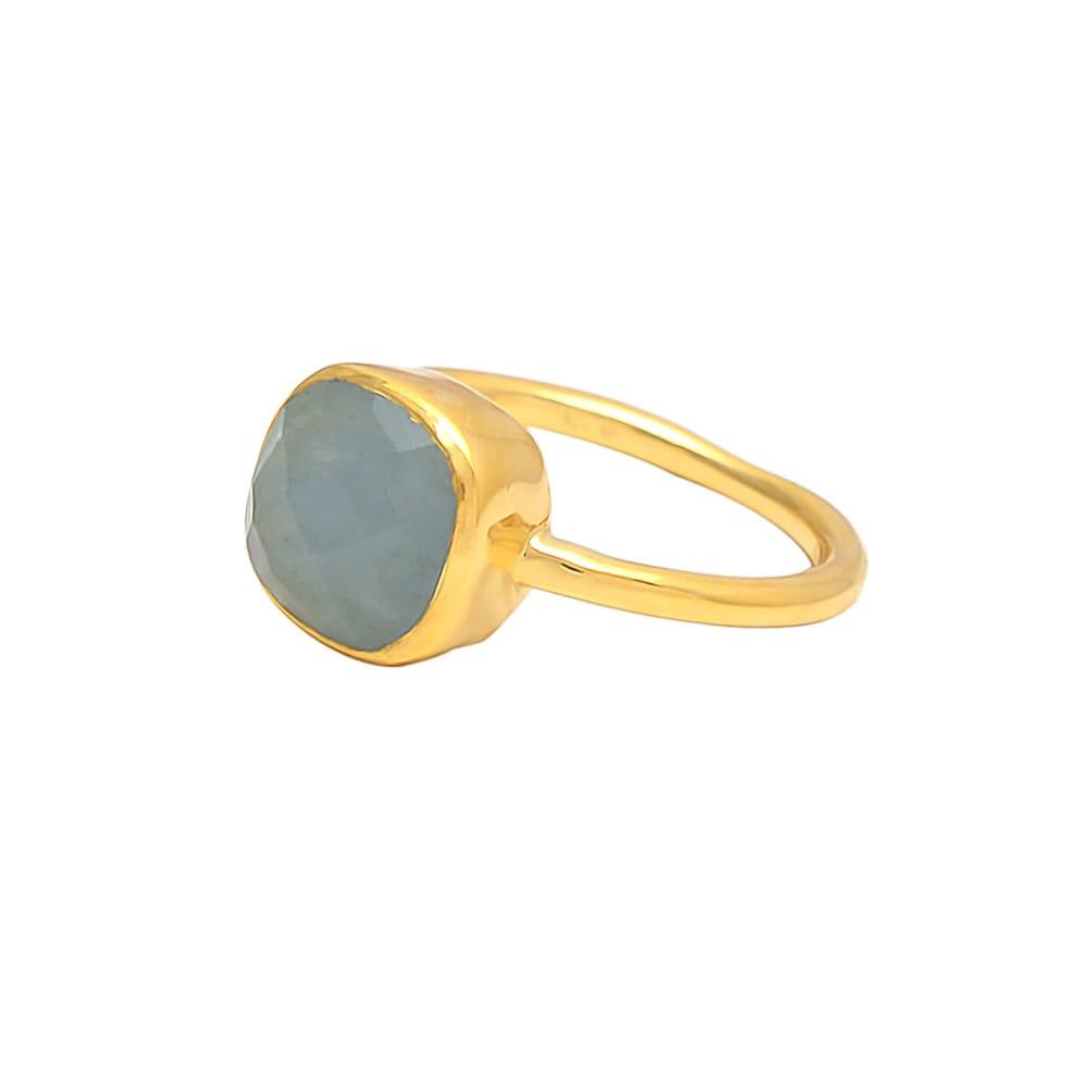 Women’s Blue / Gold / Green Rea Ring Aquamarine Somya London