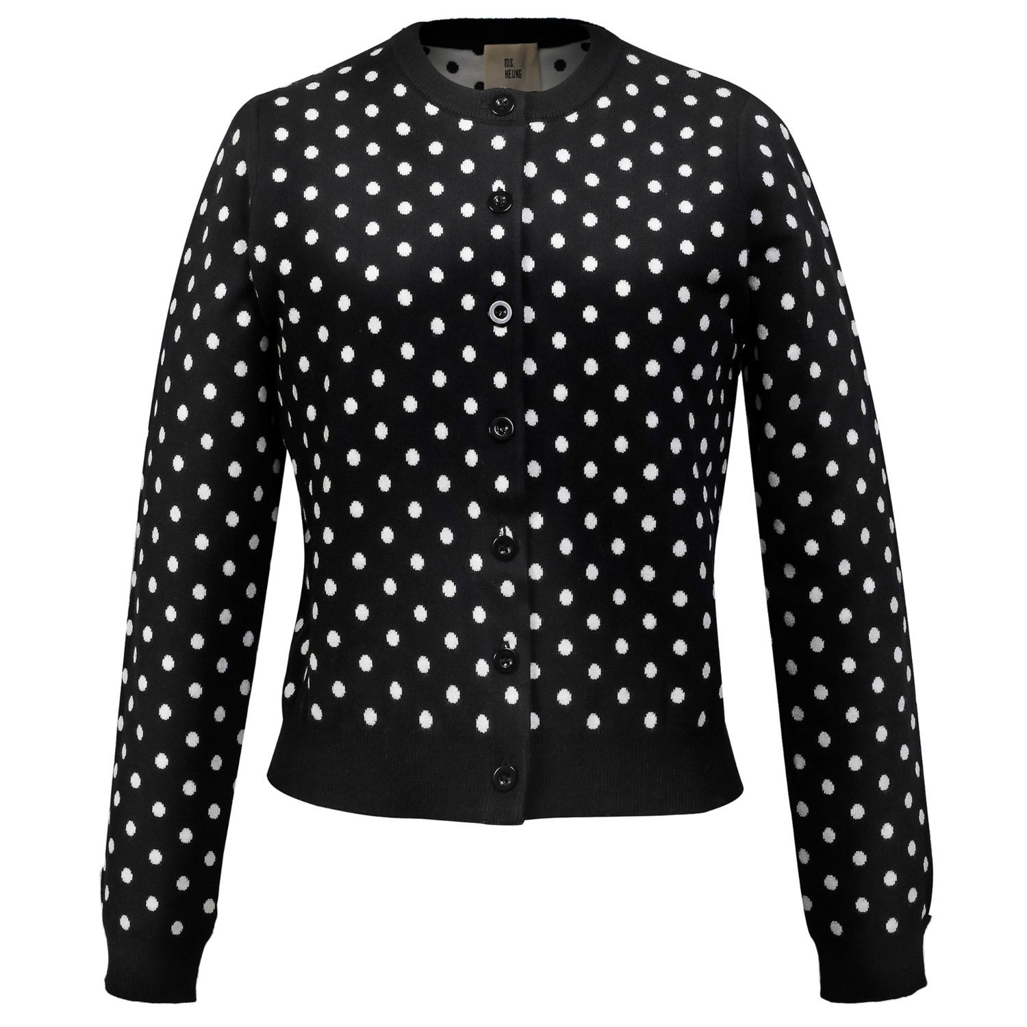 Smart And Joy Women's Black Polka Dots Knitted Cardigan In Black