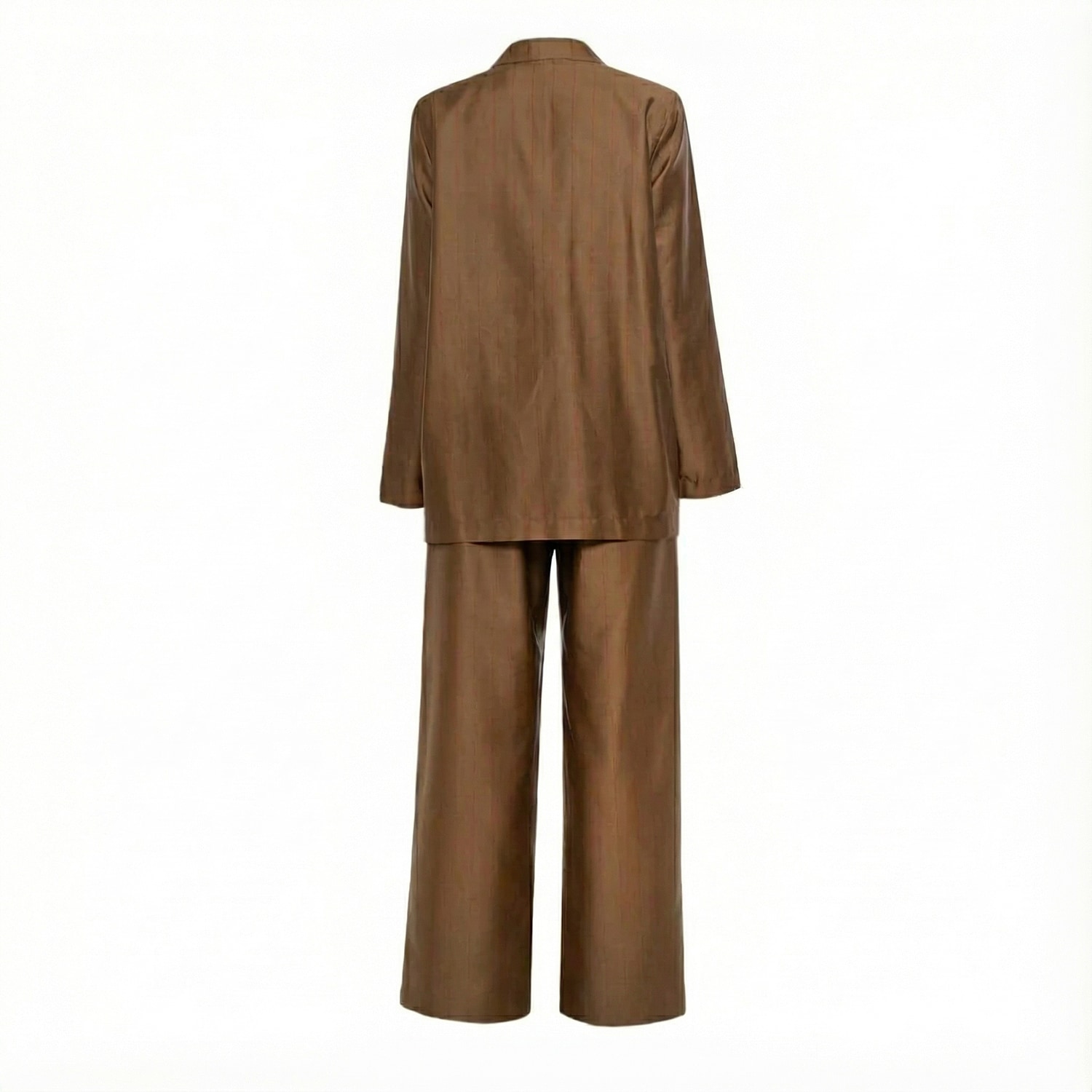 Decoflux Home Women's Brown / Red Long Pyjamas Set Stripe In Line Cinnamon In Multi