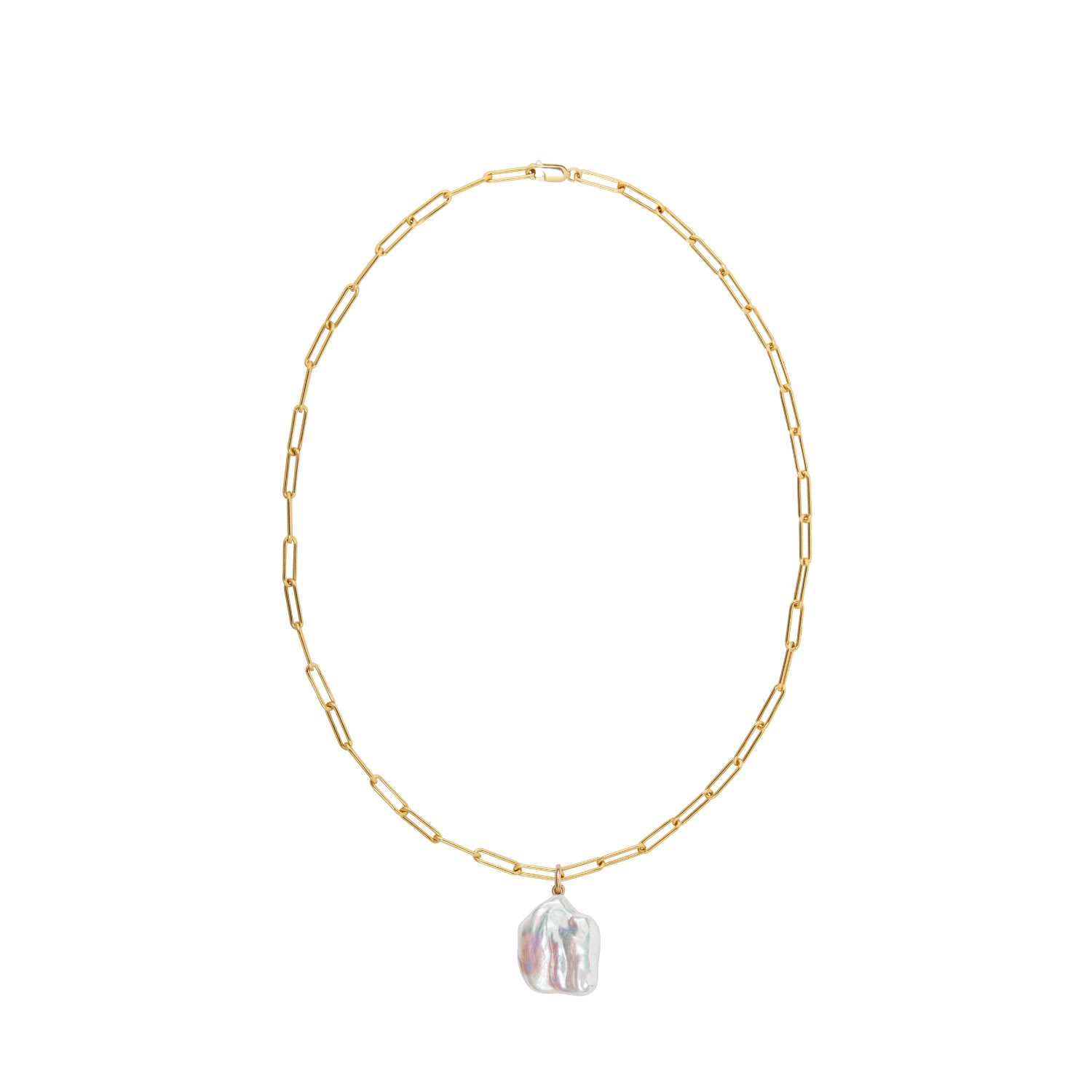 Ora Pearls Women's Aetia Flat Baroque Pearl Chain Necklace - Gold In Gold