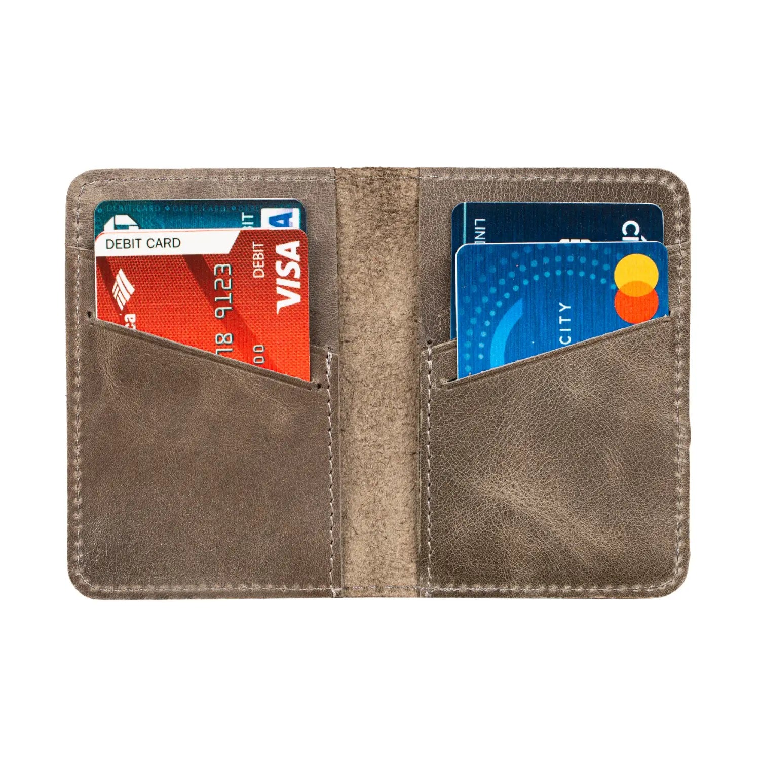 Leathere Women's Grey Classic Leather Cardholder Wallet - Gray - Berkeley