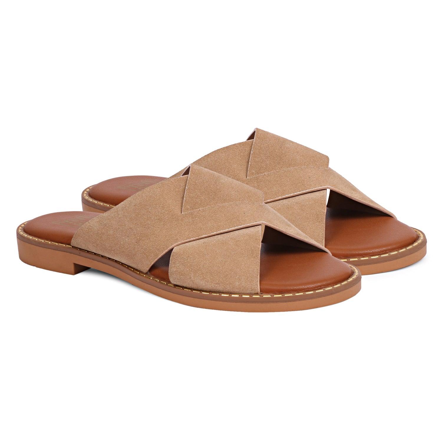 Saint G Blossom Slide Sandal In Brown