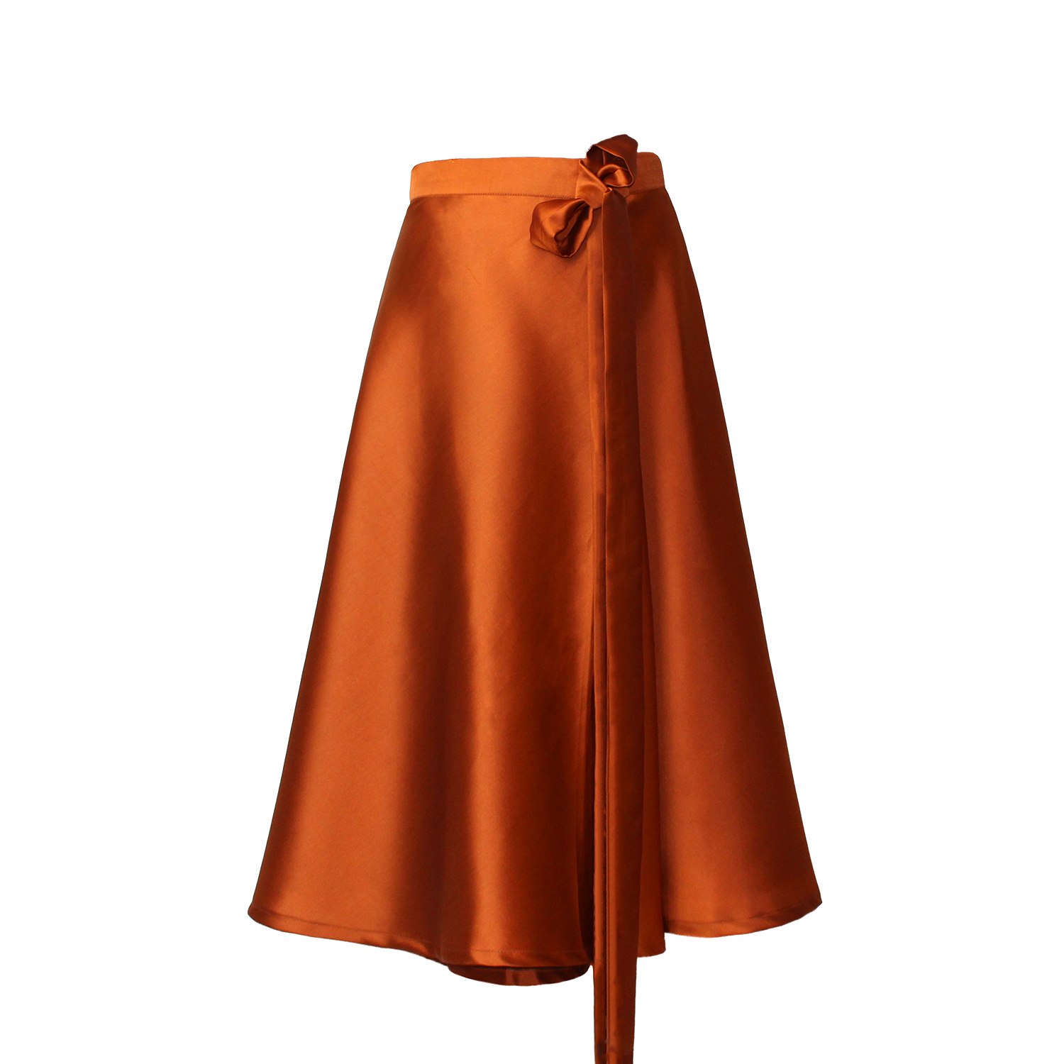 Richa Sharma Women's Brown Metallic Hued Taffeta Silk Midi Skirt In Orange
