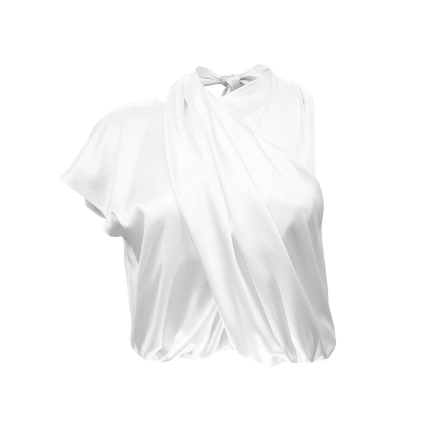 Women’s Silk Blouse ’Danielle’ In Milk White Large Alas