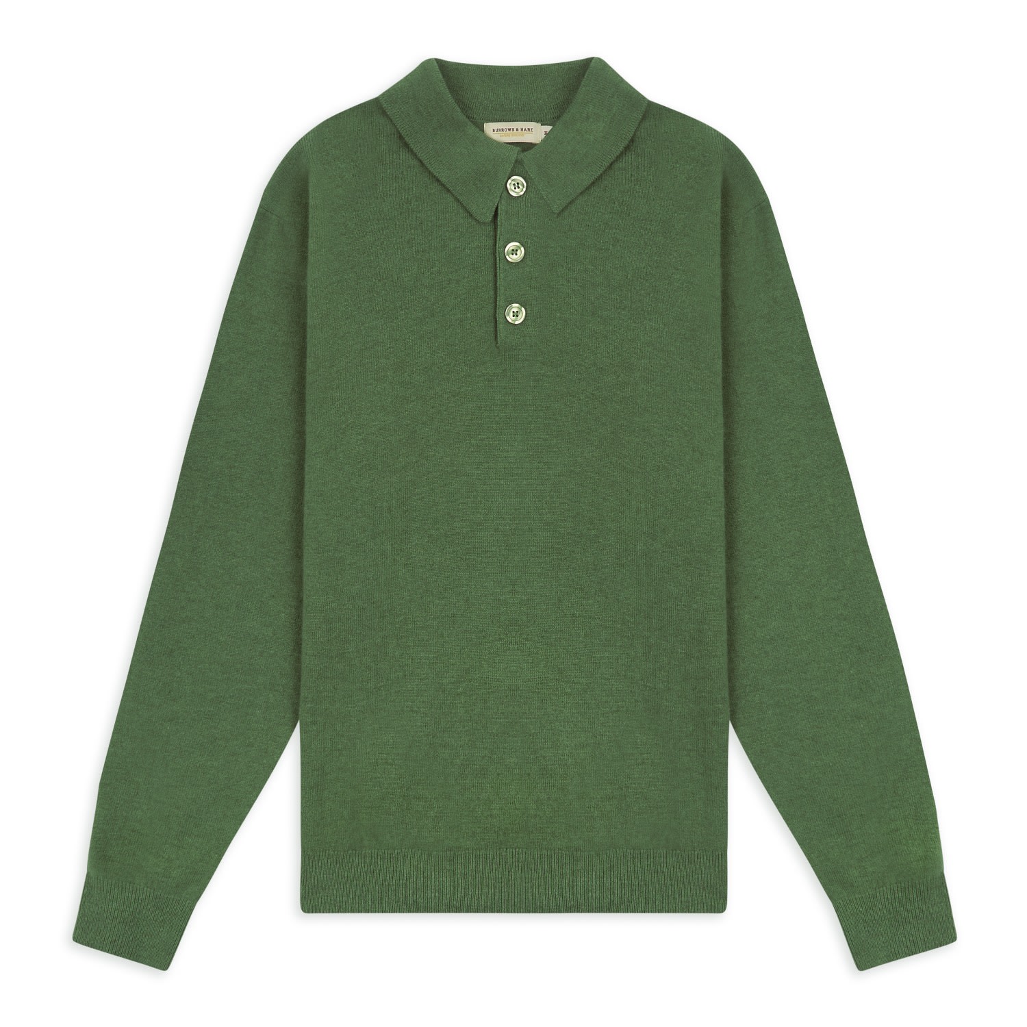 Burrows And Hare Men's Green Knitted Polo - Mint