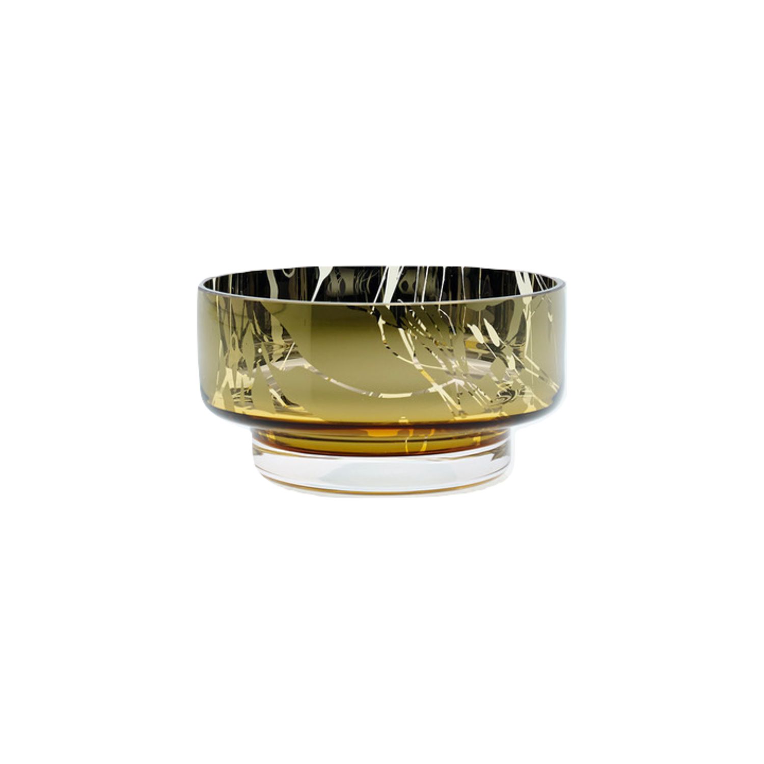 An&angel Gold / Silver Moon Mini Splashed Amber Bowl In Green