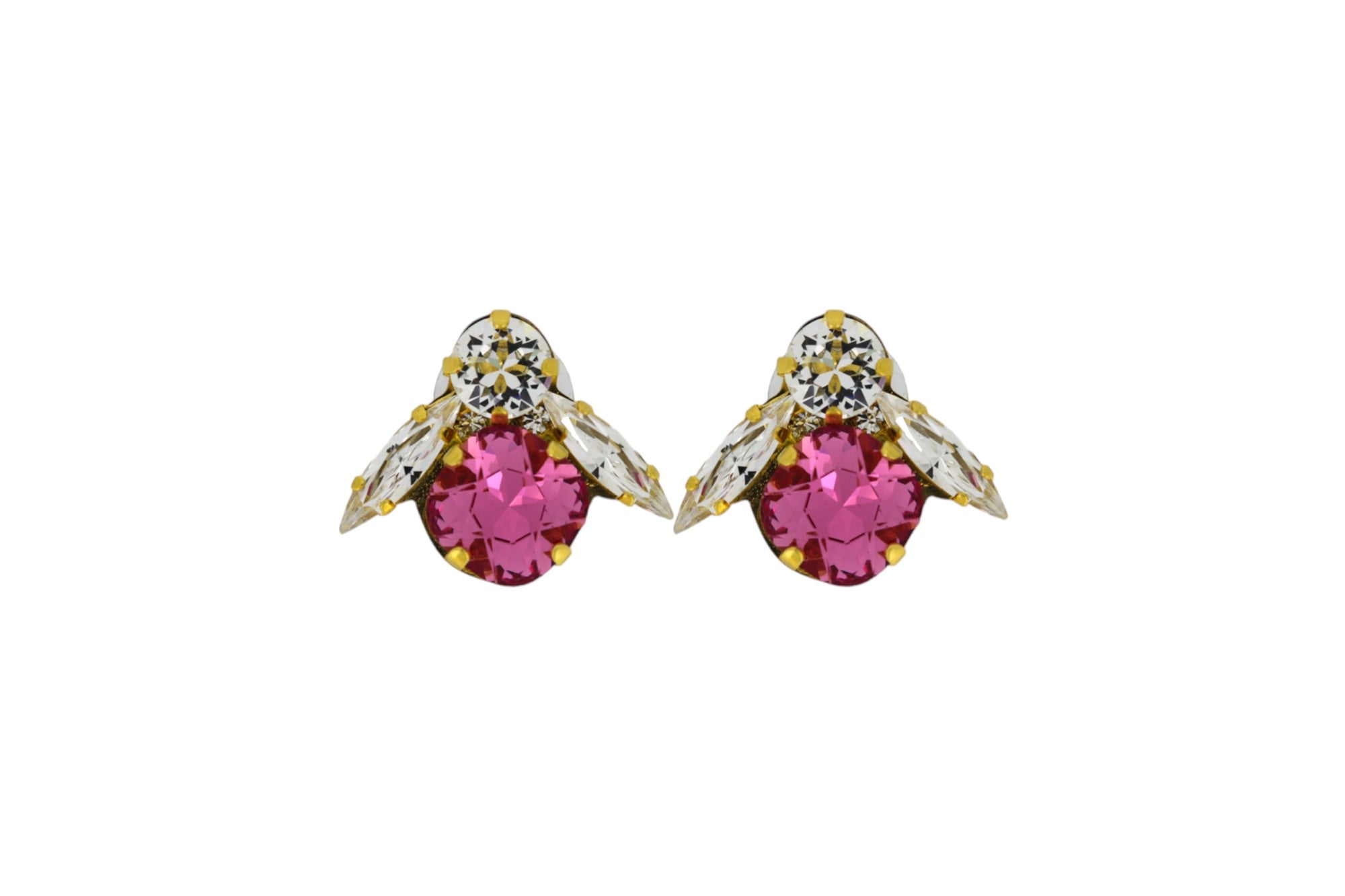 Vickisarge Women's The Big Pink Bee Earrings In Gold - Pierced In Pink