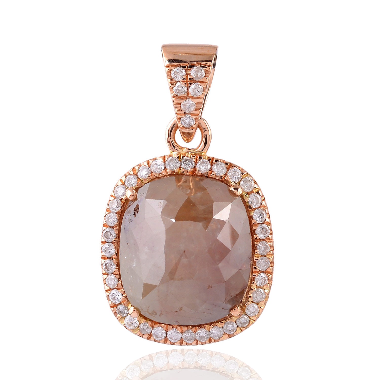 Women’s Rose Gold / Brown 18K Rose Gold In Pave Natural Ice Diamond Designer Charm Pendant Artisan