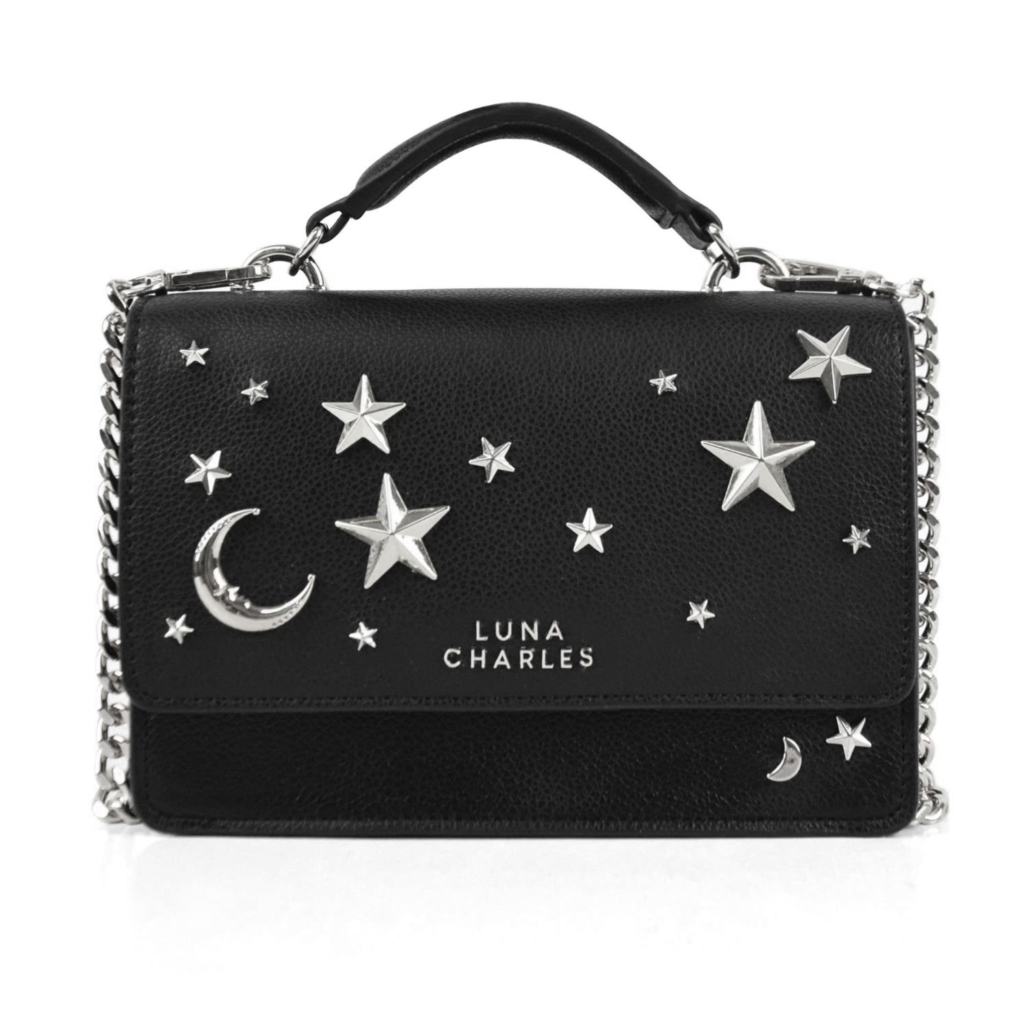 Women’s Nova Star Studded Handbag - Black & Silver Luna Charles