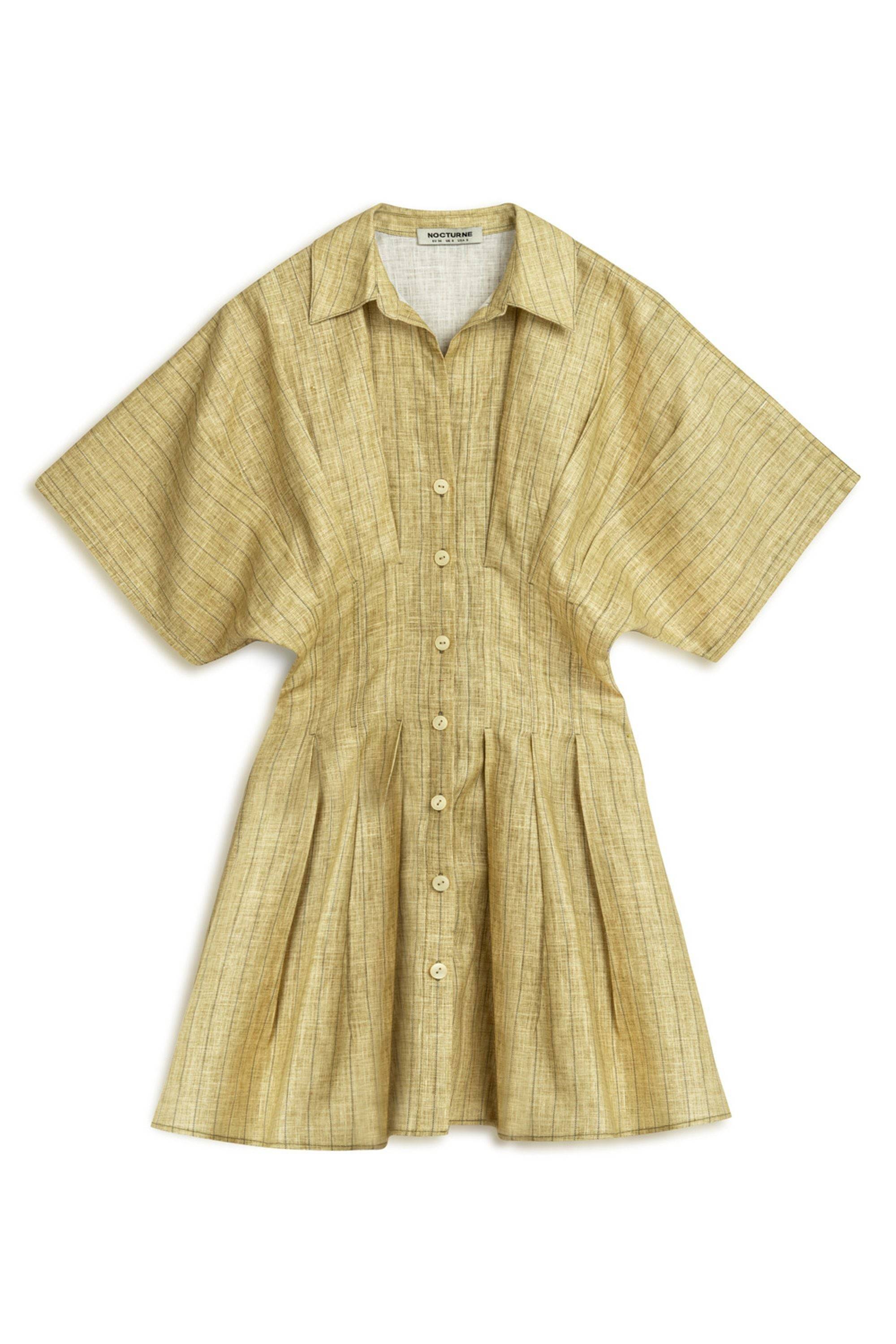 Nocturne Women's Linen Mini Shirt Dress In Neutral