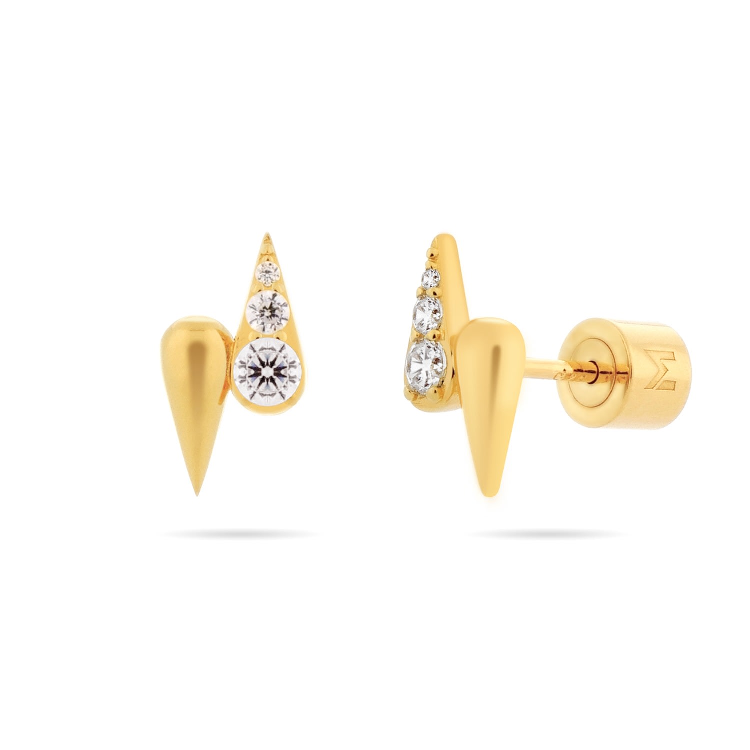 Meulien Double Waterdrop Stud Earrings In Gold