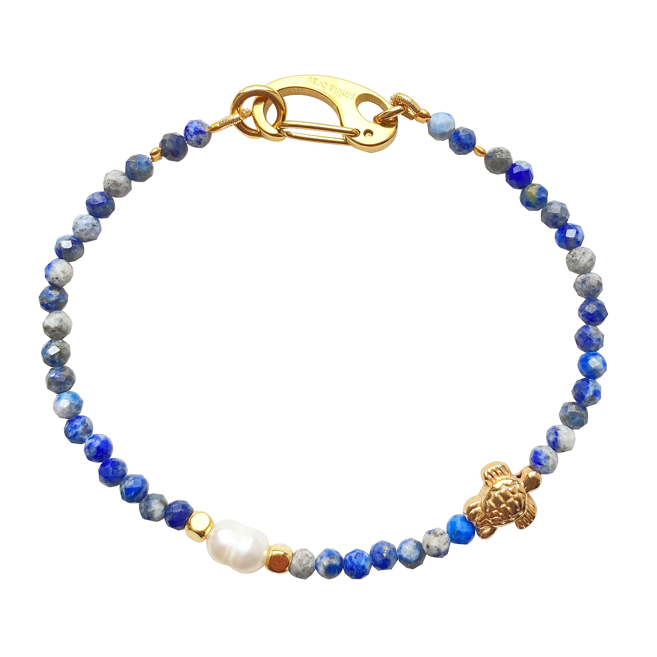 Women’s White / Gold / Blue Turtle Bracelet Ada Smilla Brav